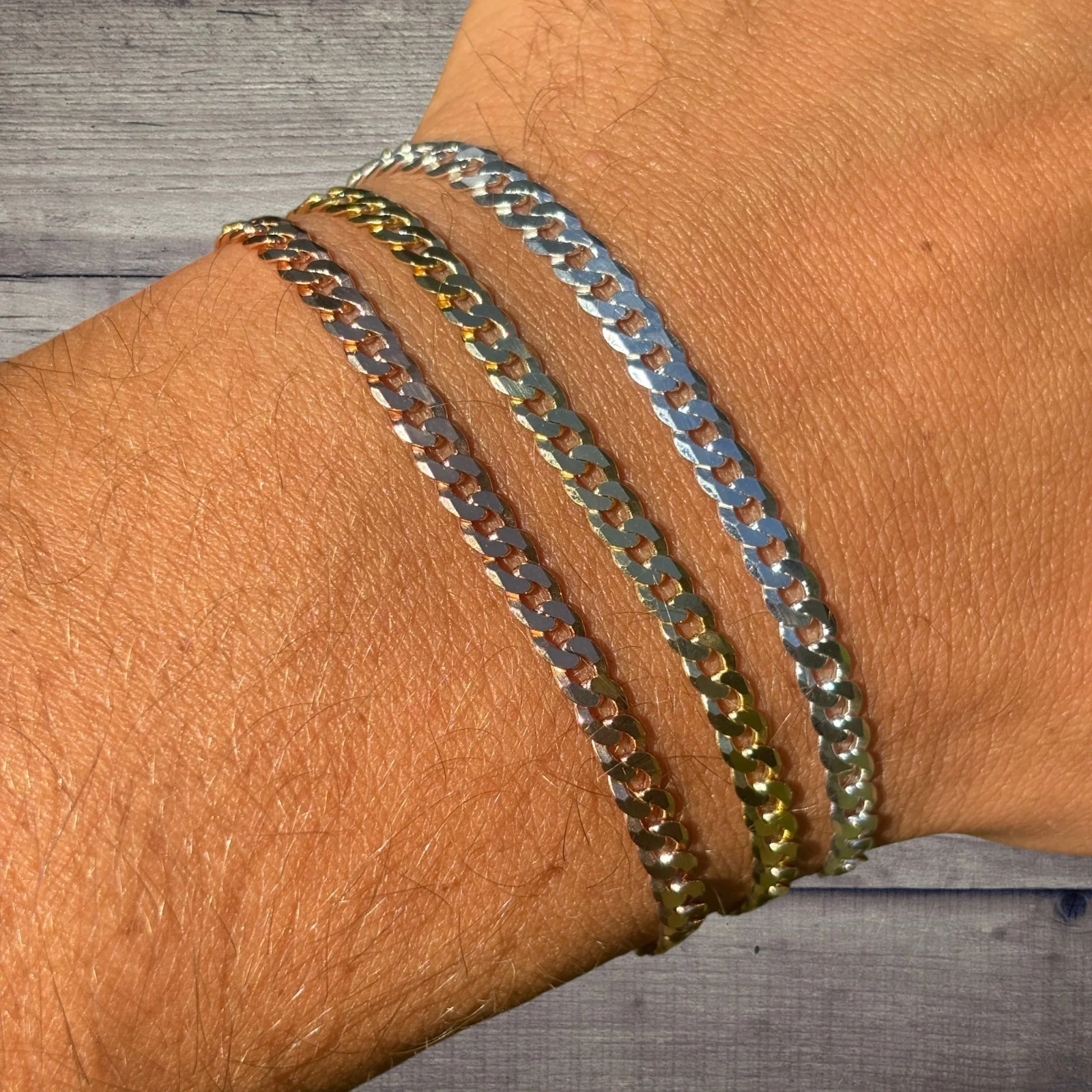 925 Sterling Silver 4mm Flat Curb Bracelet - Image 4