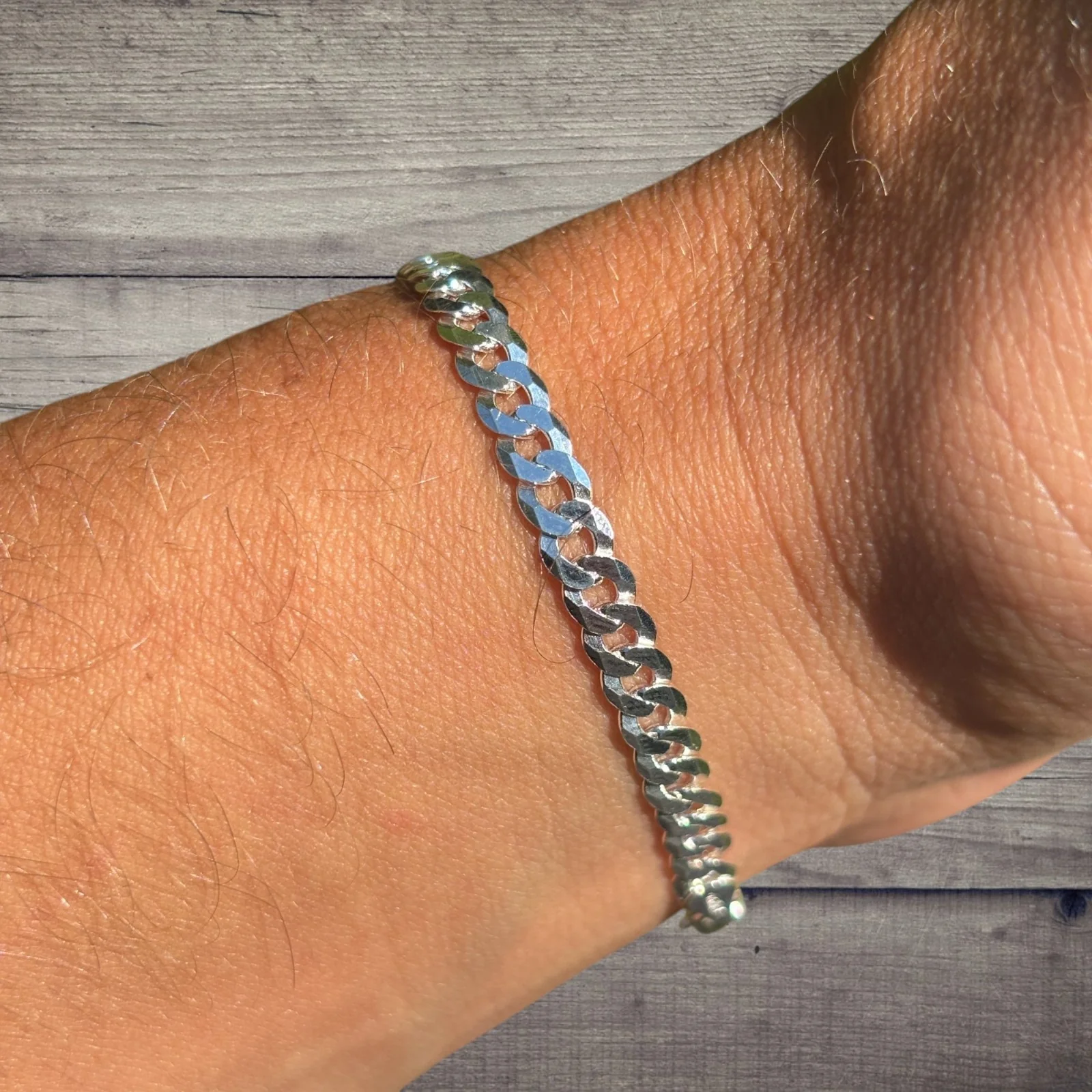 925 Sterling Silver 4mm Flat Curb Bracelet - Image 6