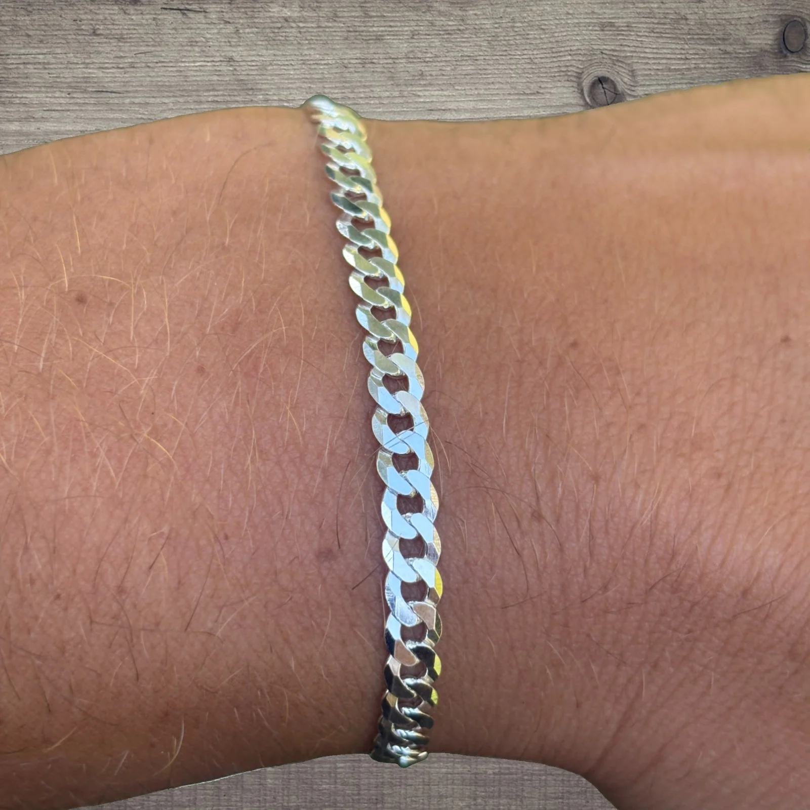925 Sterling Silver 4mm Flat Curb Bracelet - Image 8