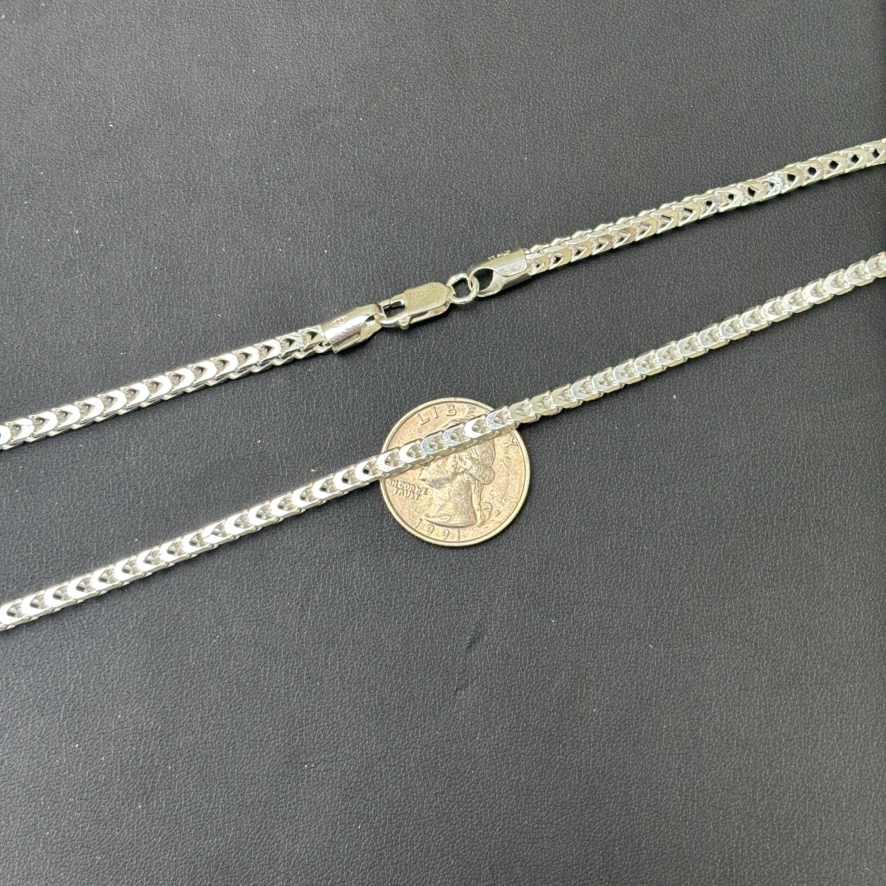 925 Sterling Silver 4mm Franco Chain Necklace - Image 10