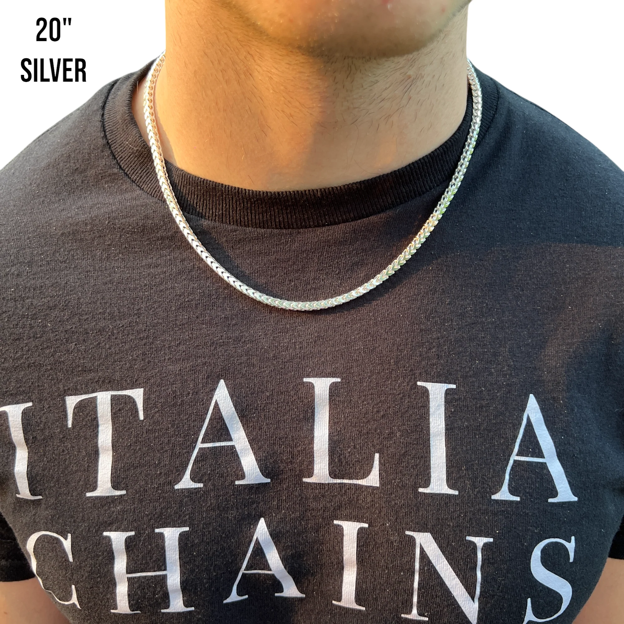 925 Sterling Silver 4mm Franco Chain Necklace - Image 11