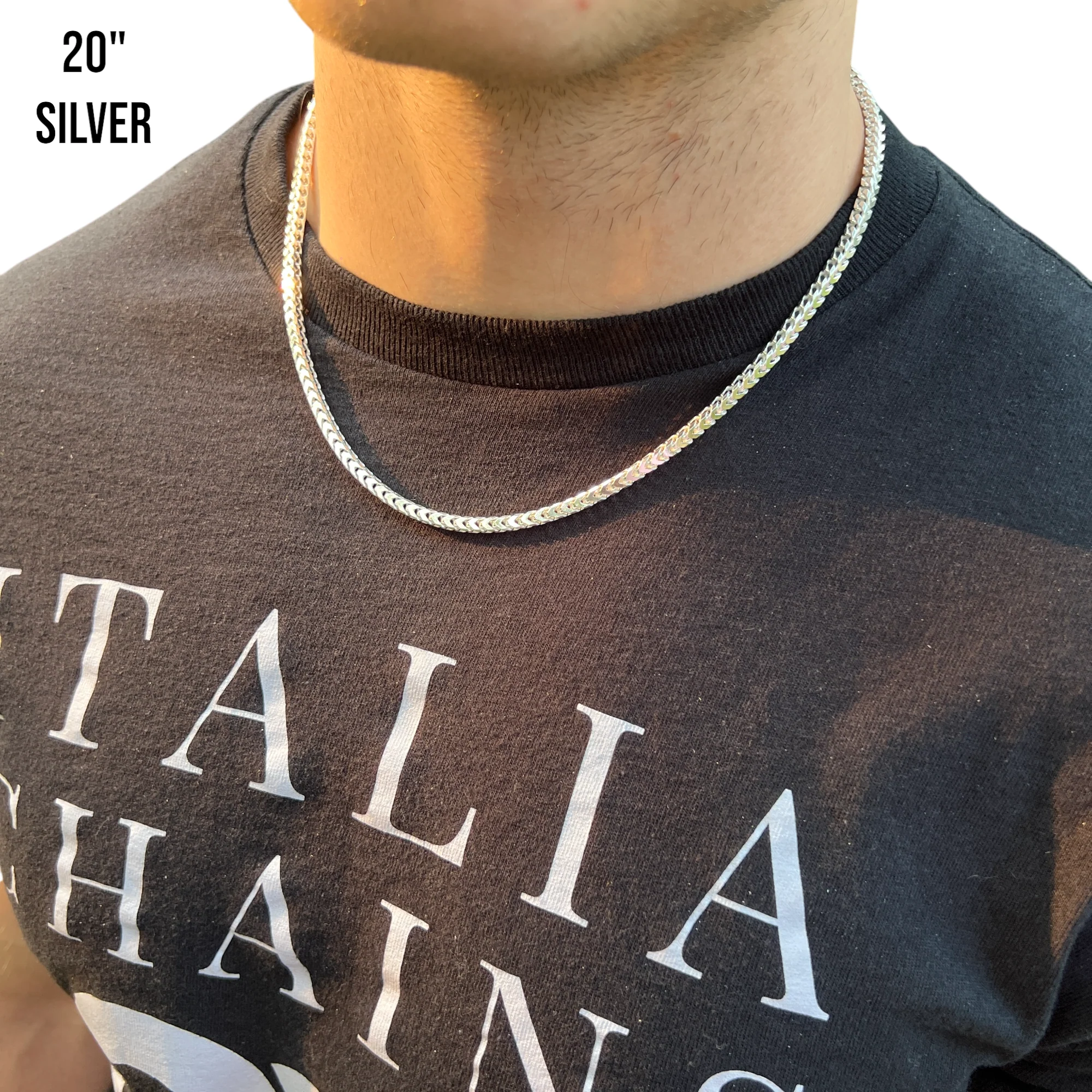 925 Sterling Silver 4mm Franco Chain Necklace - Image 12