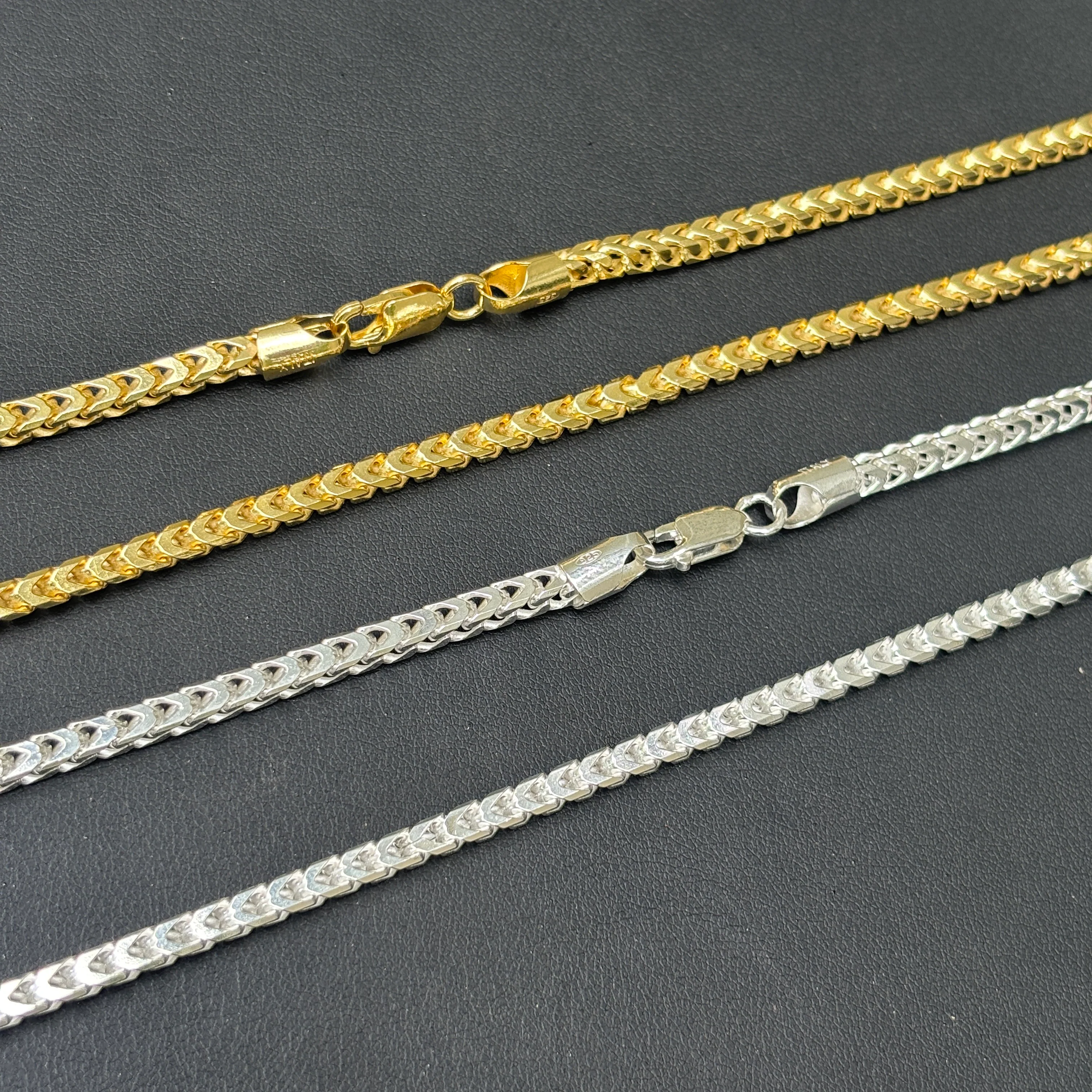 925 Sterling Silver 4mm Franco Chain Necklace - Image 3