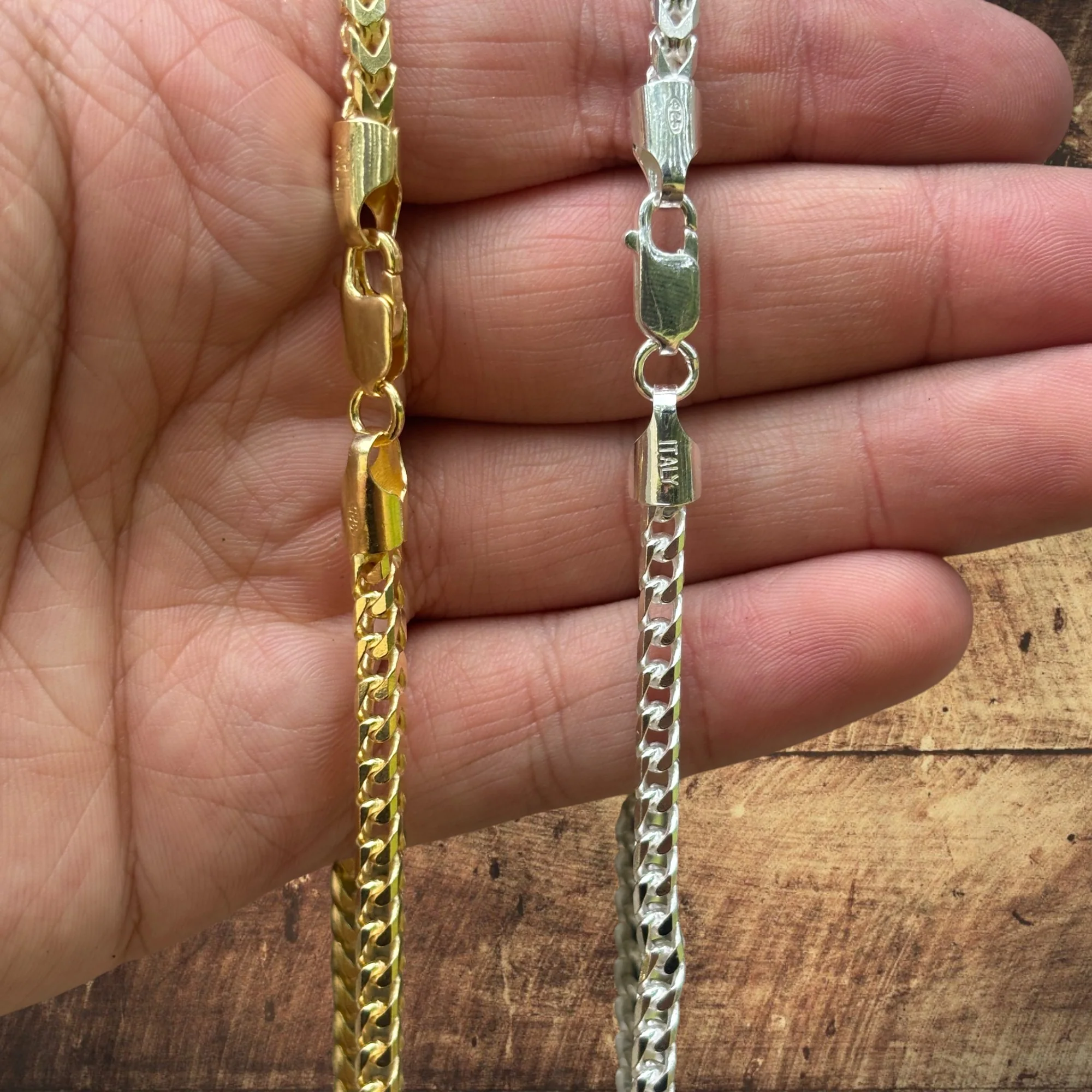 925 Sterling Silver 4mm Franco Chain Necklace - Image 4