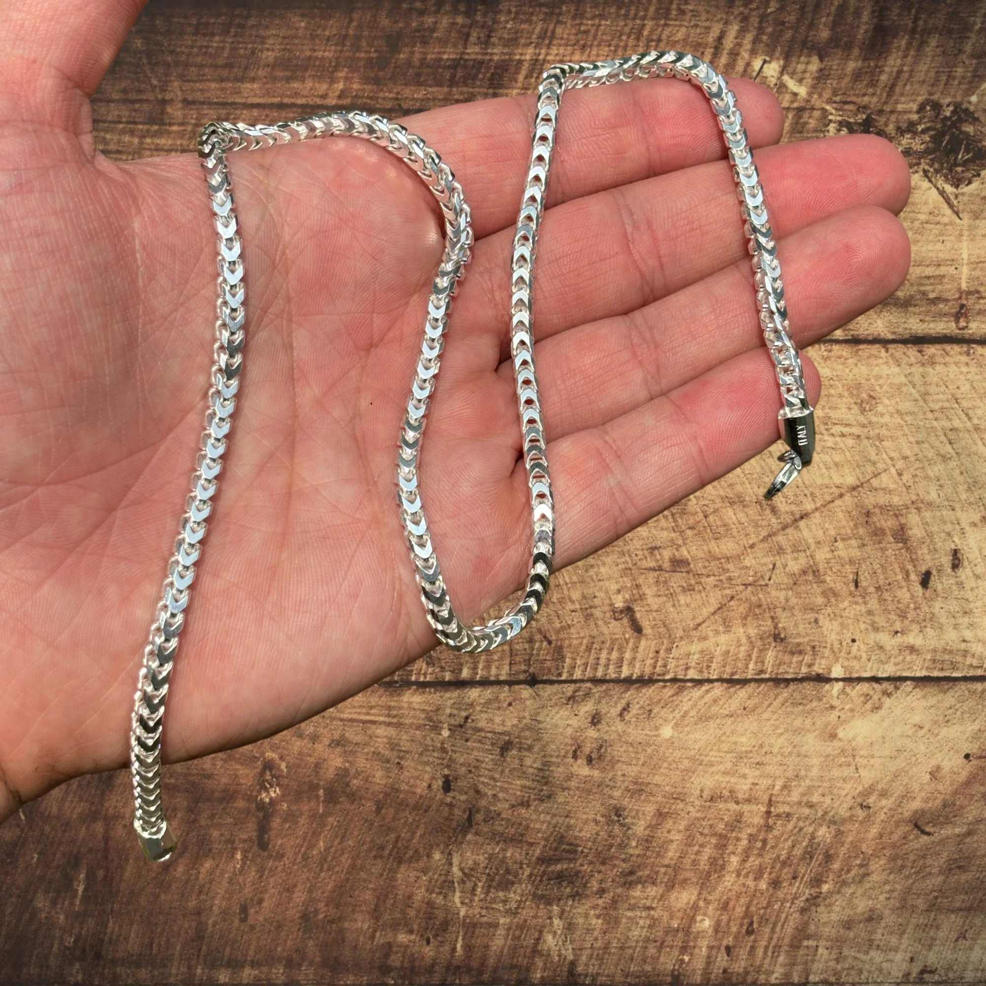 925 Sterling Silver 4mm Franco Chain Necklace - Image 5