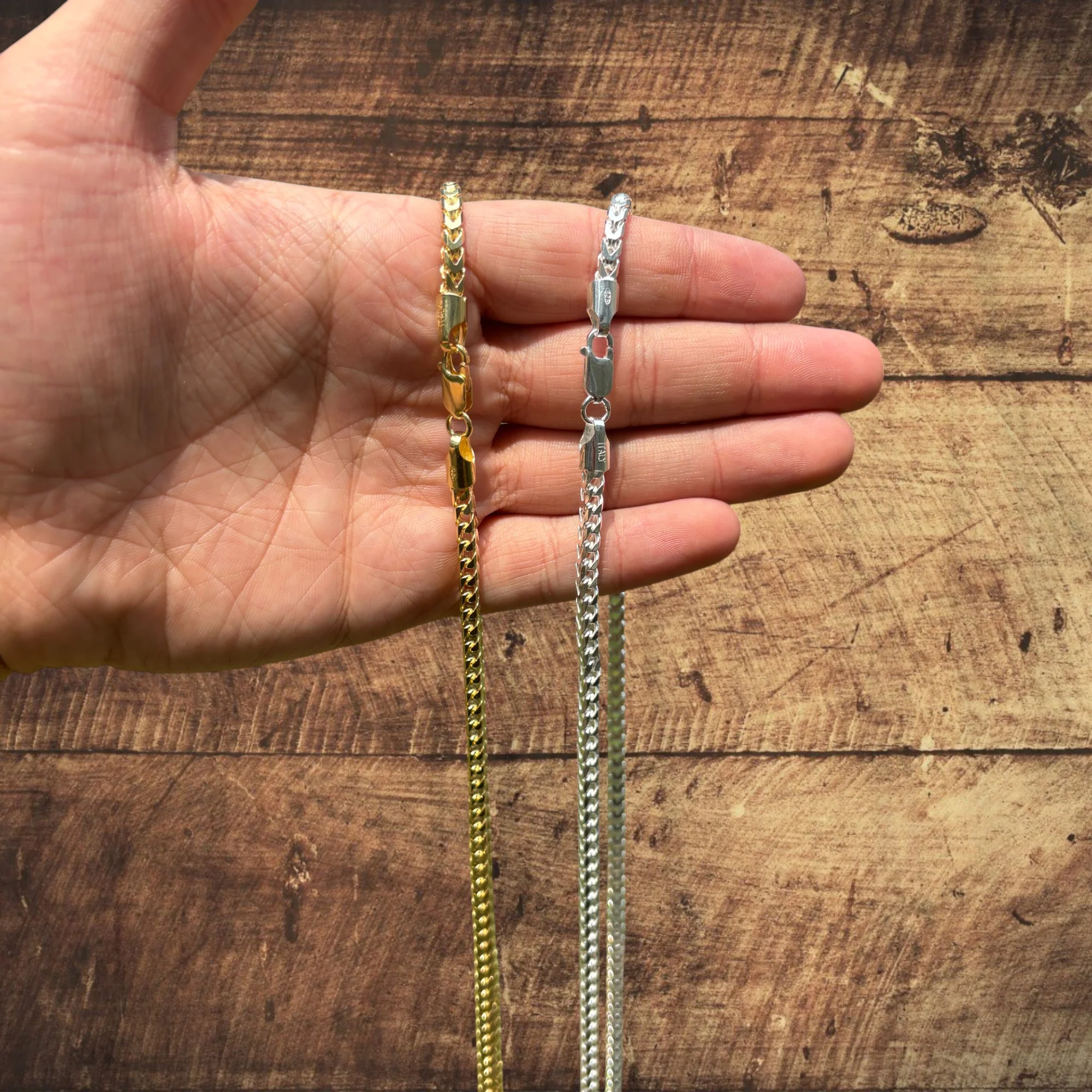 925 Sterling Silver 4mm Franco Chain Necklace - Image 8