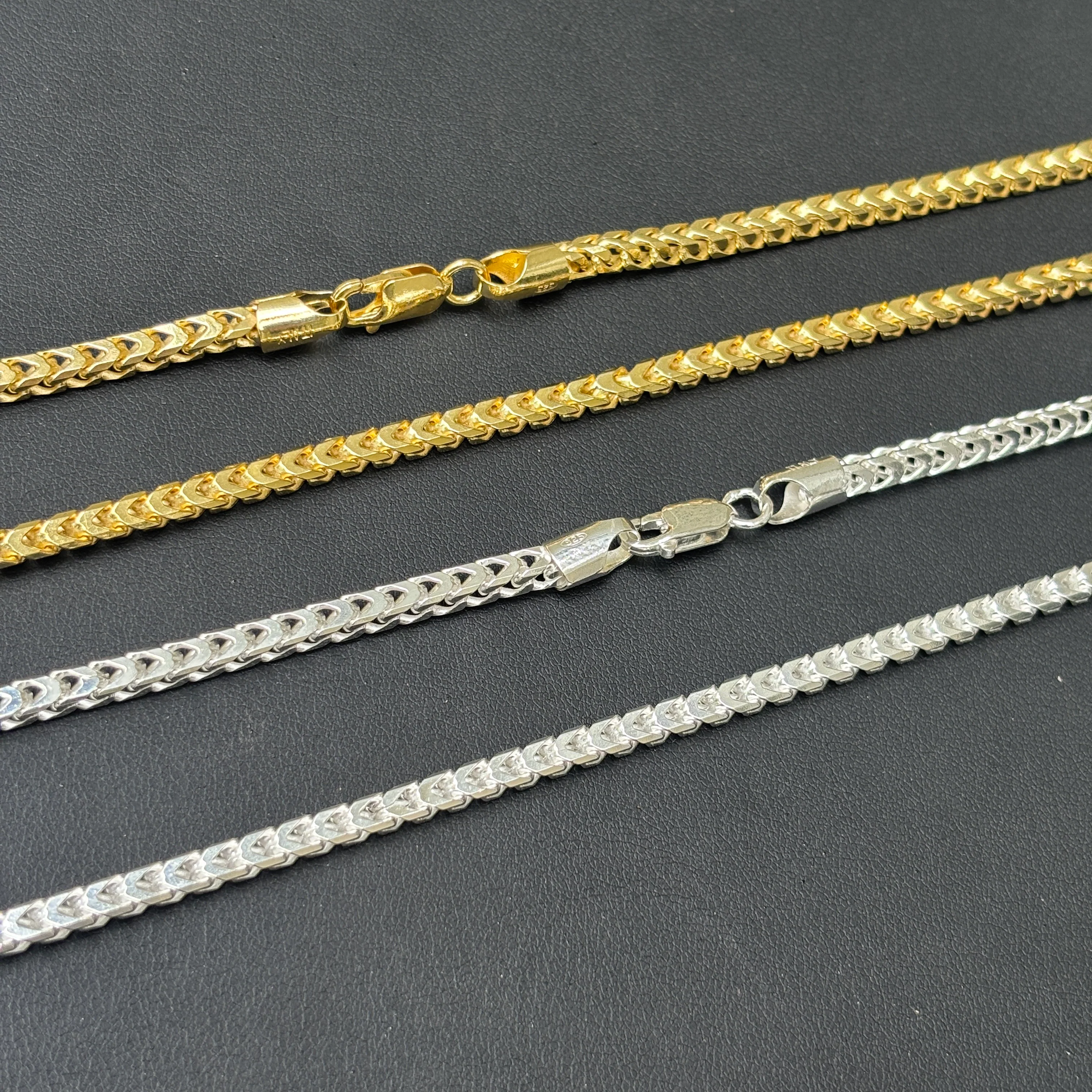 925 Sterling Silver 4mm Franco Chain Necklace - Image 9