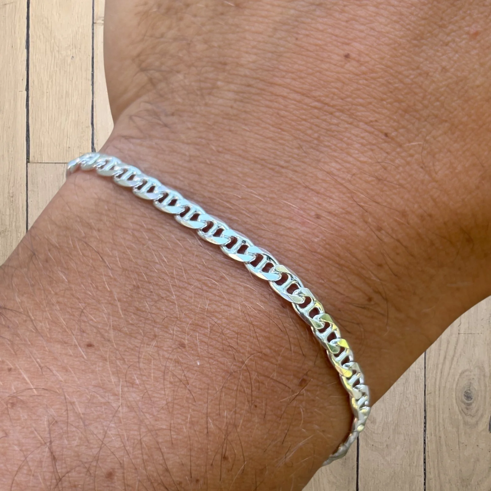 925 Sterling Silver 4mm Mariner Bracelet - Image 10