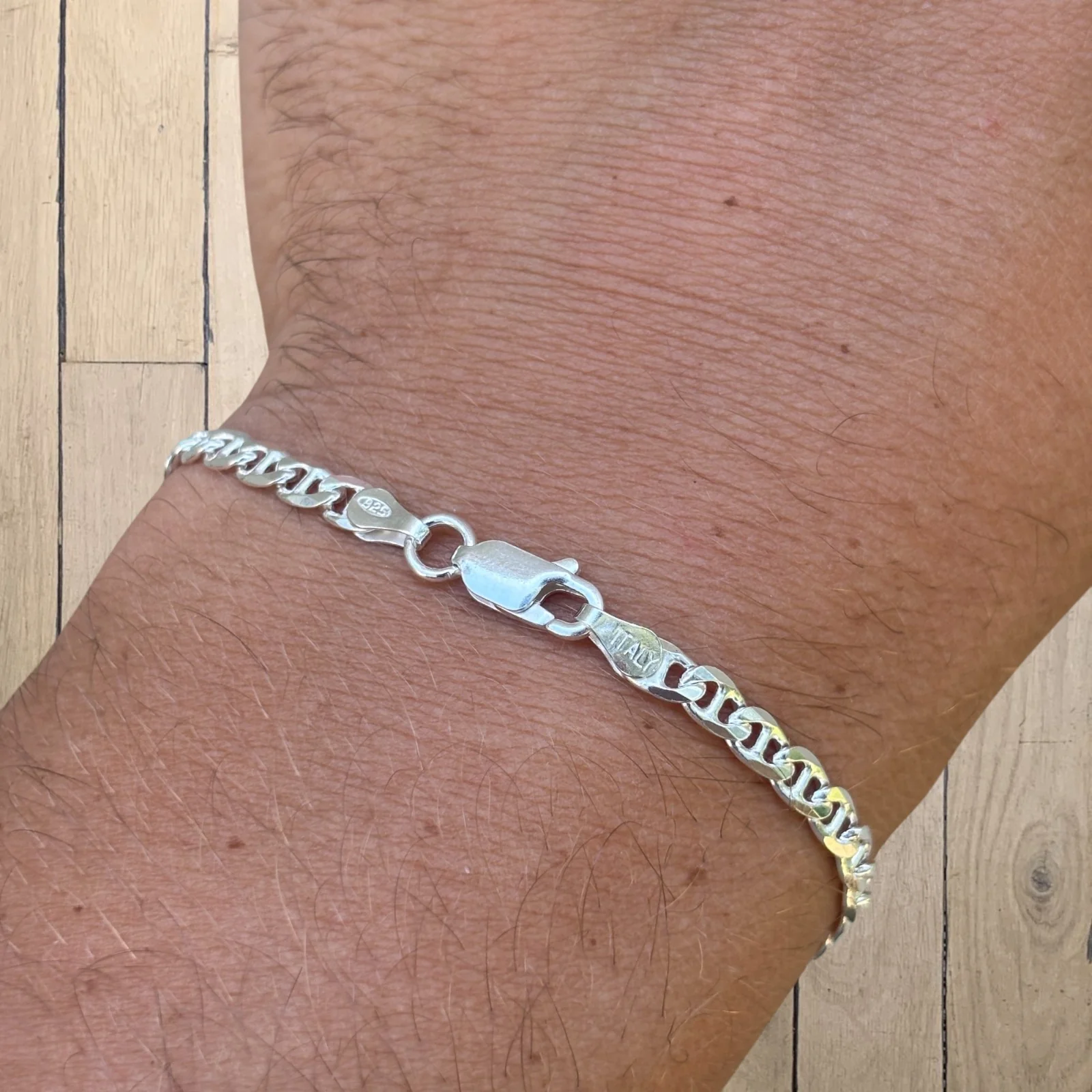 925 Sterling Silver 4mm Mariner Bracelet - Image 12