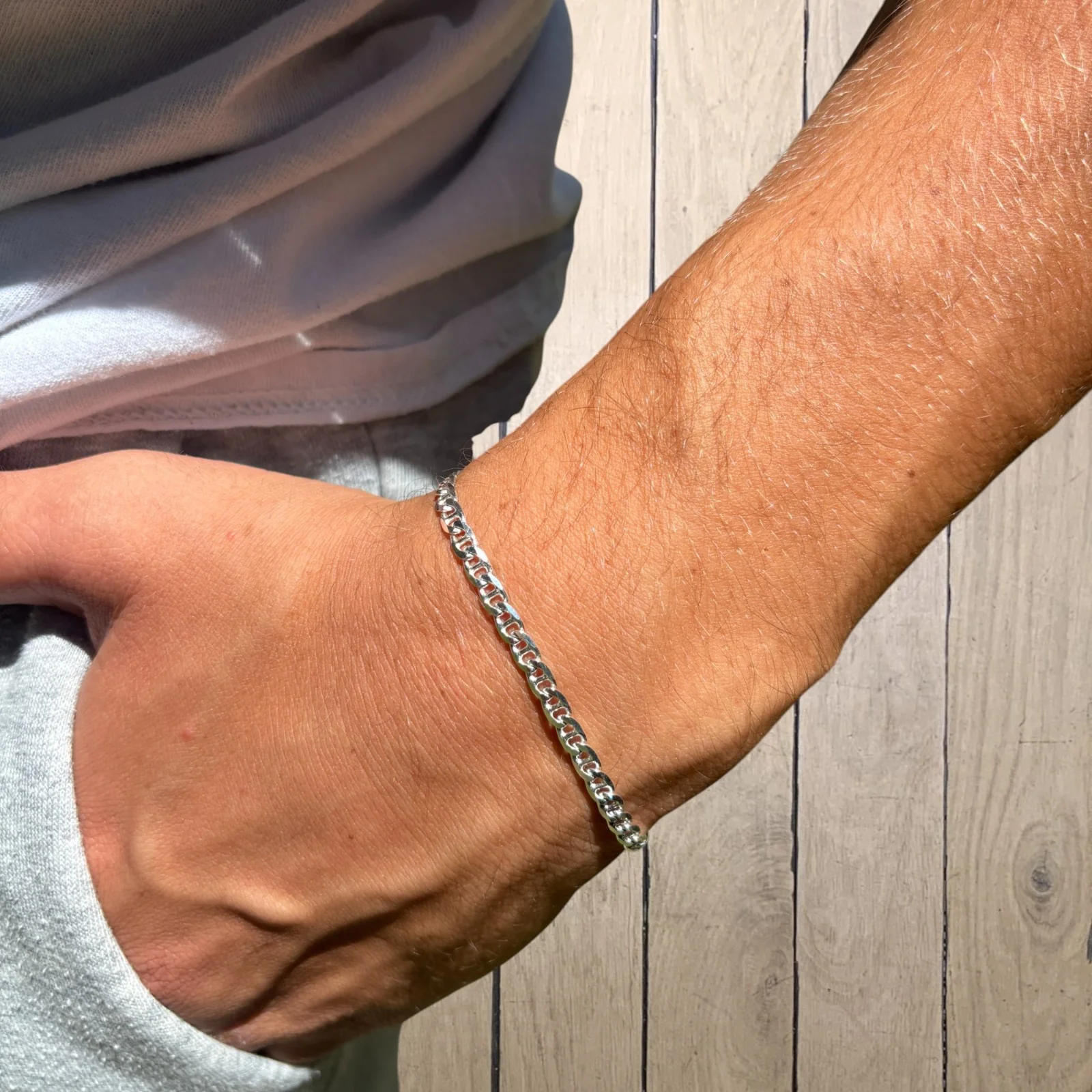 925 Sterling Silver 4mm Mariner Bracelet - Image 13