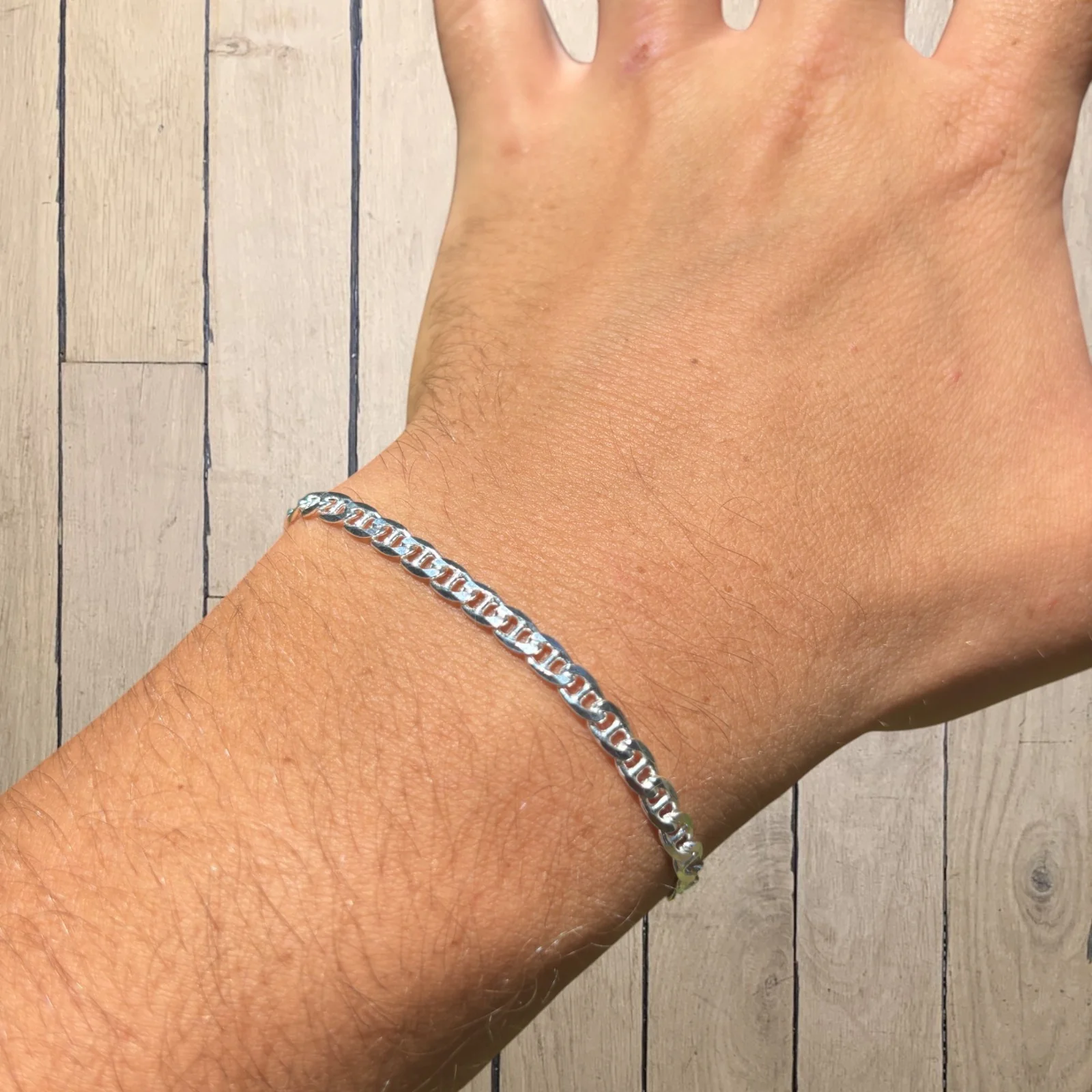 925 Sterling Silver 4mm Mariner Bracelet - Image 6
