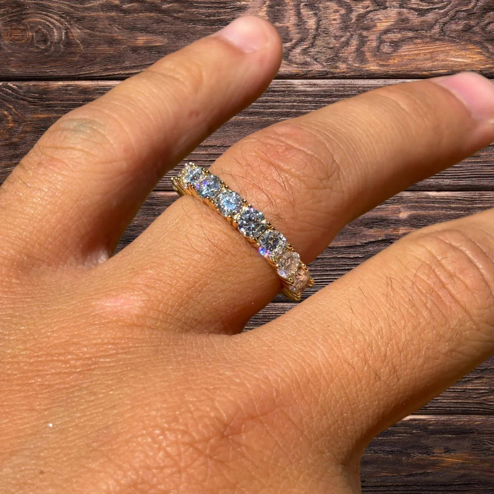 925 Sterling Silver 4mm Moissanite Wedding Band Eternity Ring - Image 11