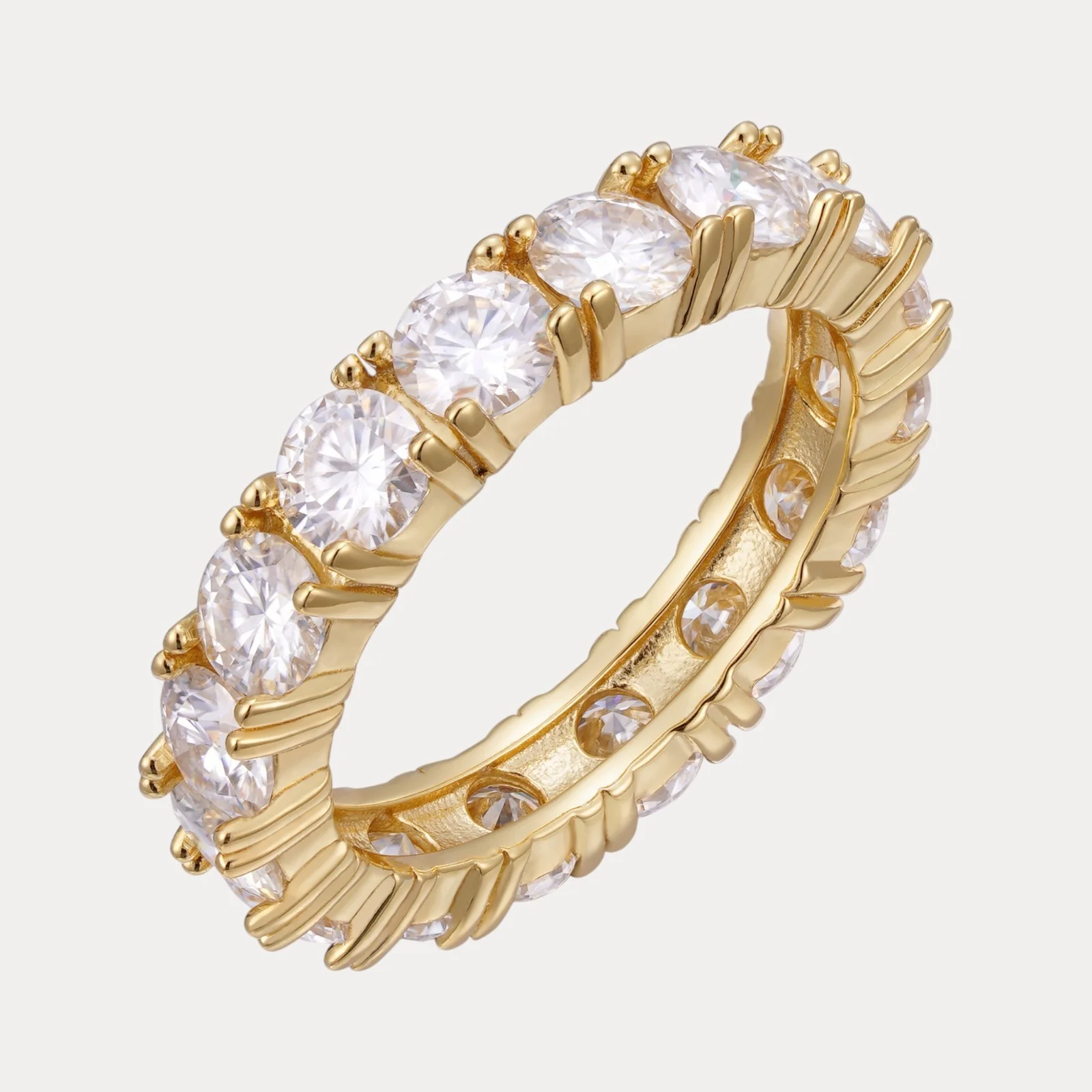 925 Sterling Silver 4mm Moissanite Wedding Band Eternity Ring - Image 2