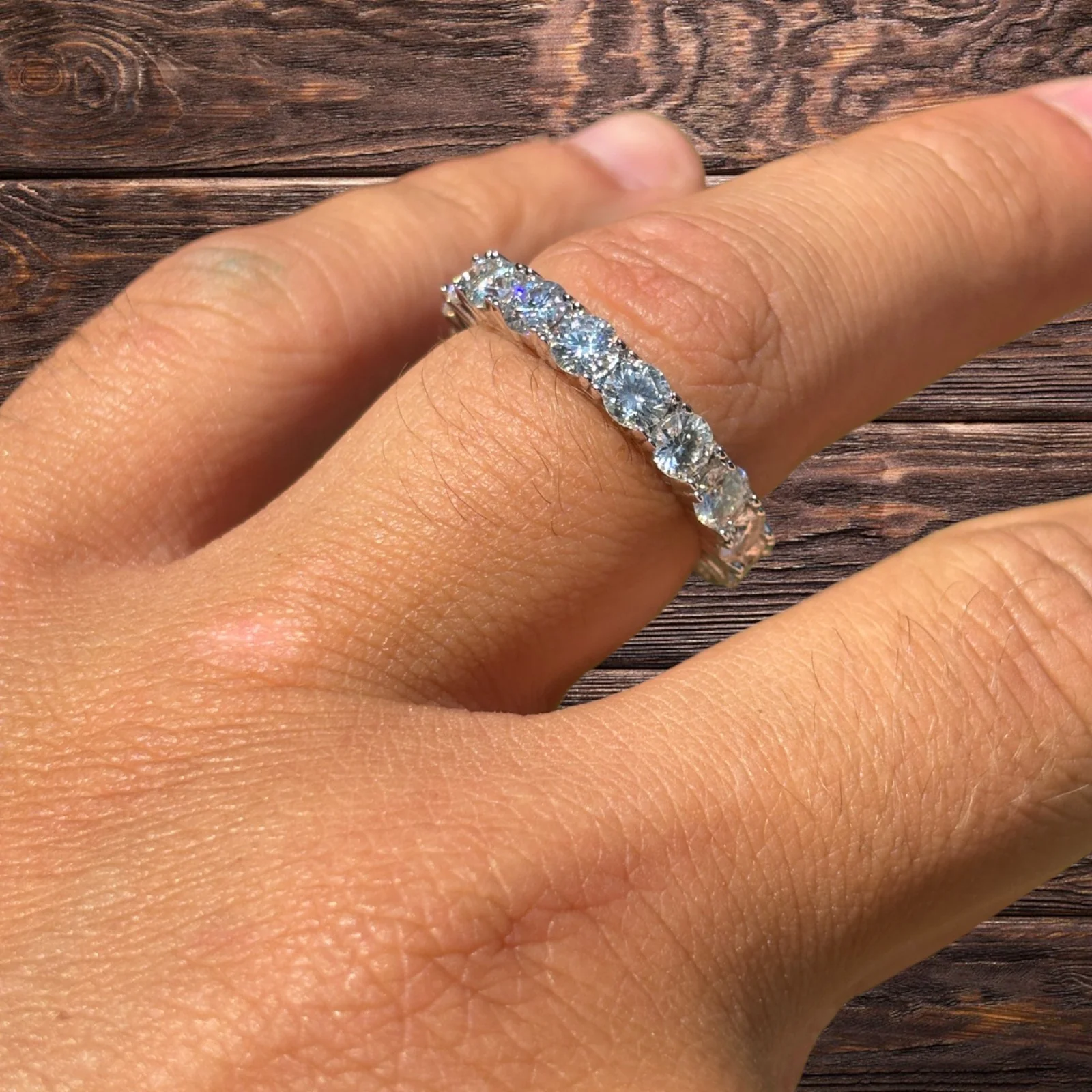 925 Sterling Silver 4mm Moissanite Wedding Band Eternity Ring - Image 6