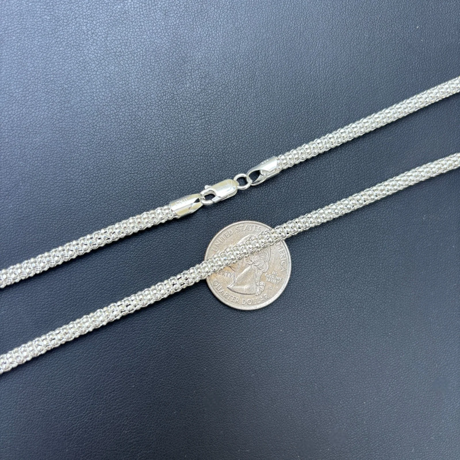 925 Sterling Silver 4mm Popcorn Ice Link Chain Necklace - Image 12