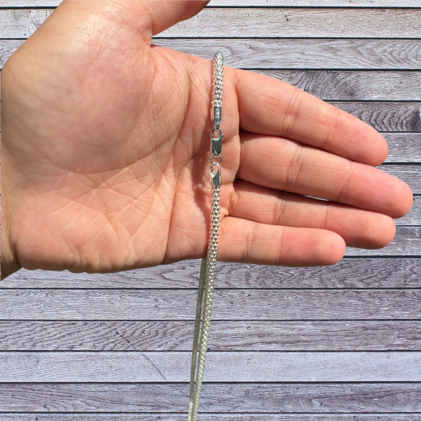 925 Sterling Silver 4mm Popcorn Ice Link Chain Necklace - Image 3