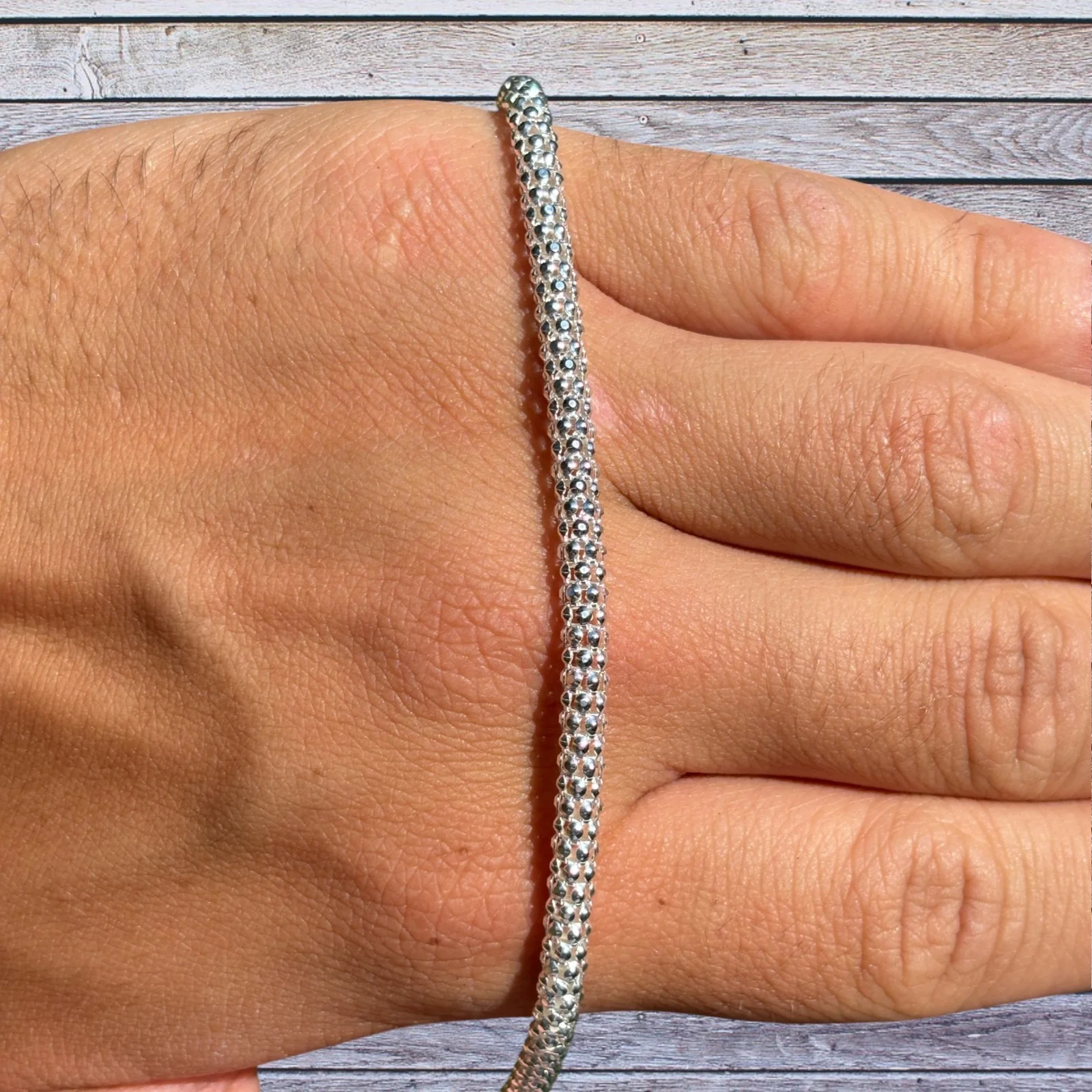 925 Sterling Silver 4mm Popcorn Ice Link Chain Necklace - Image 4