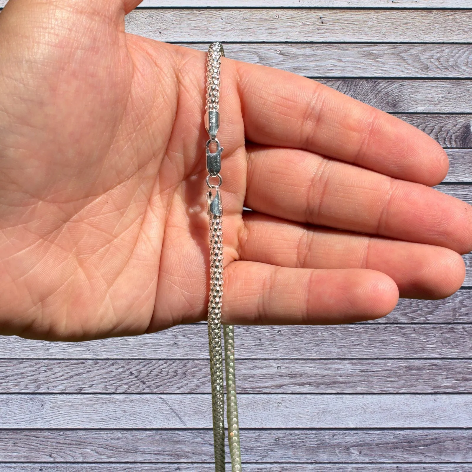 925 Sterling Silver 4mm Popcorn Ice Link Chain Necklace - Image 6