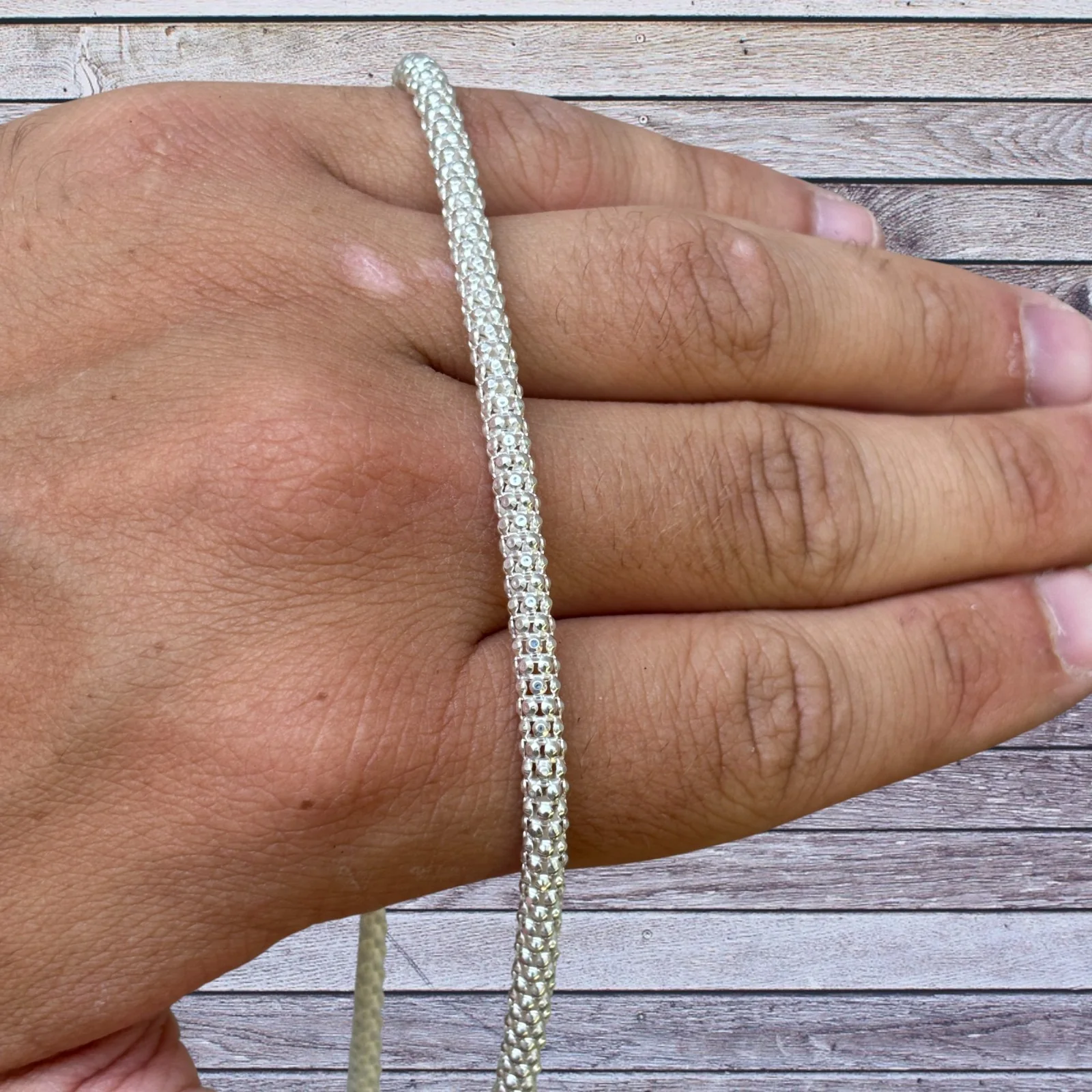 925 Sterling Silver 4mm Popcorn Ice Link Chain Necklace - Image 9