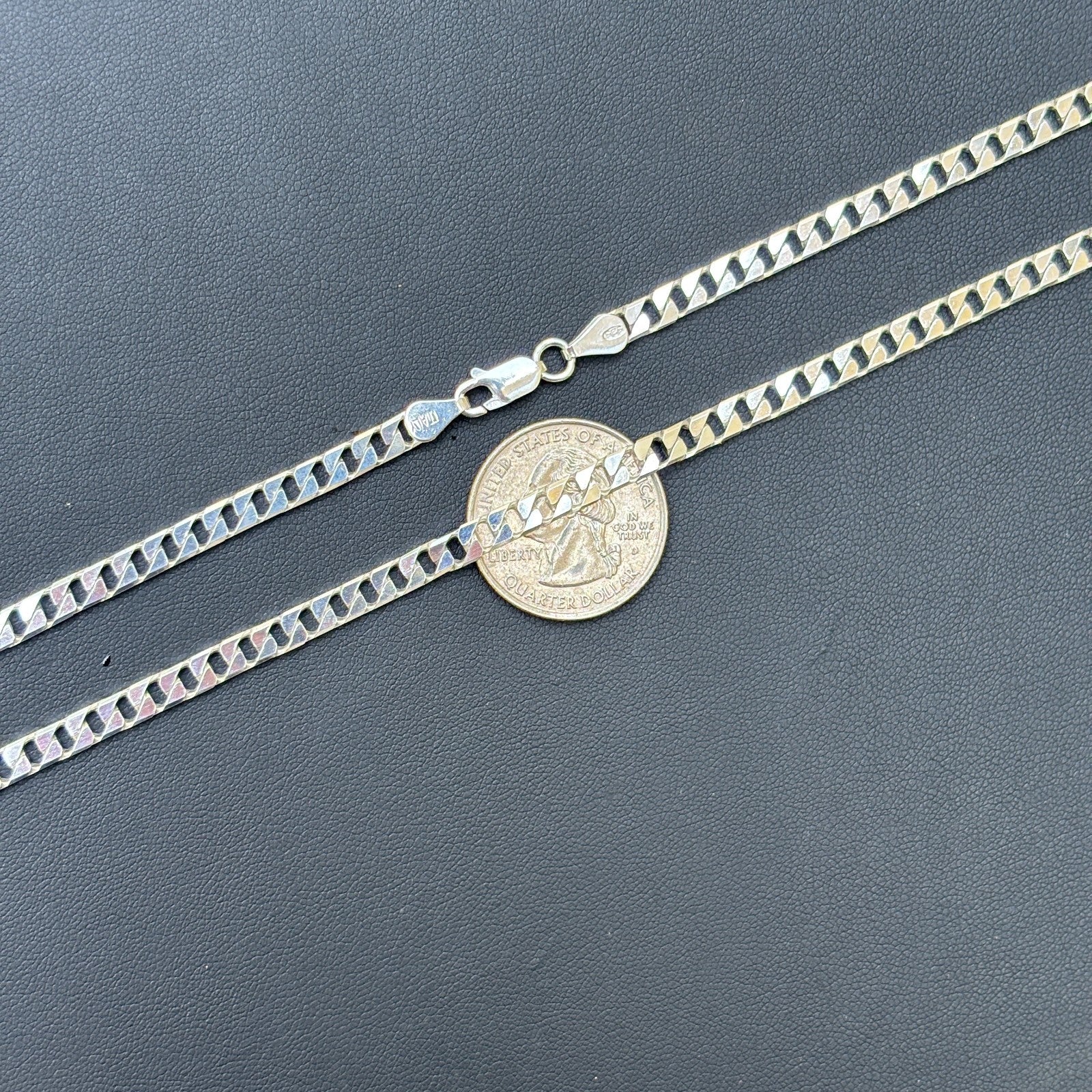 925 Sterling Silver 4mm Square Curb Chain Necklace - Image 10