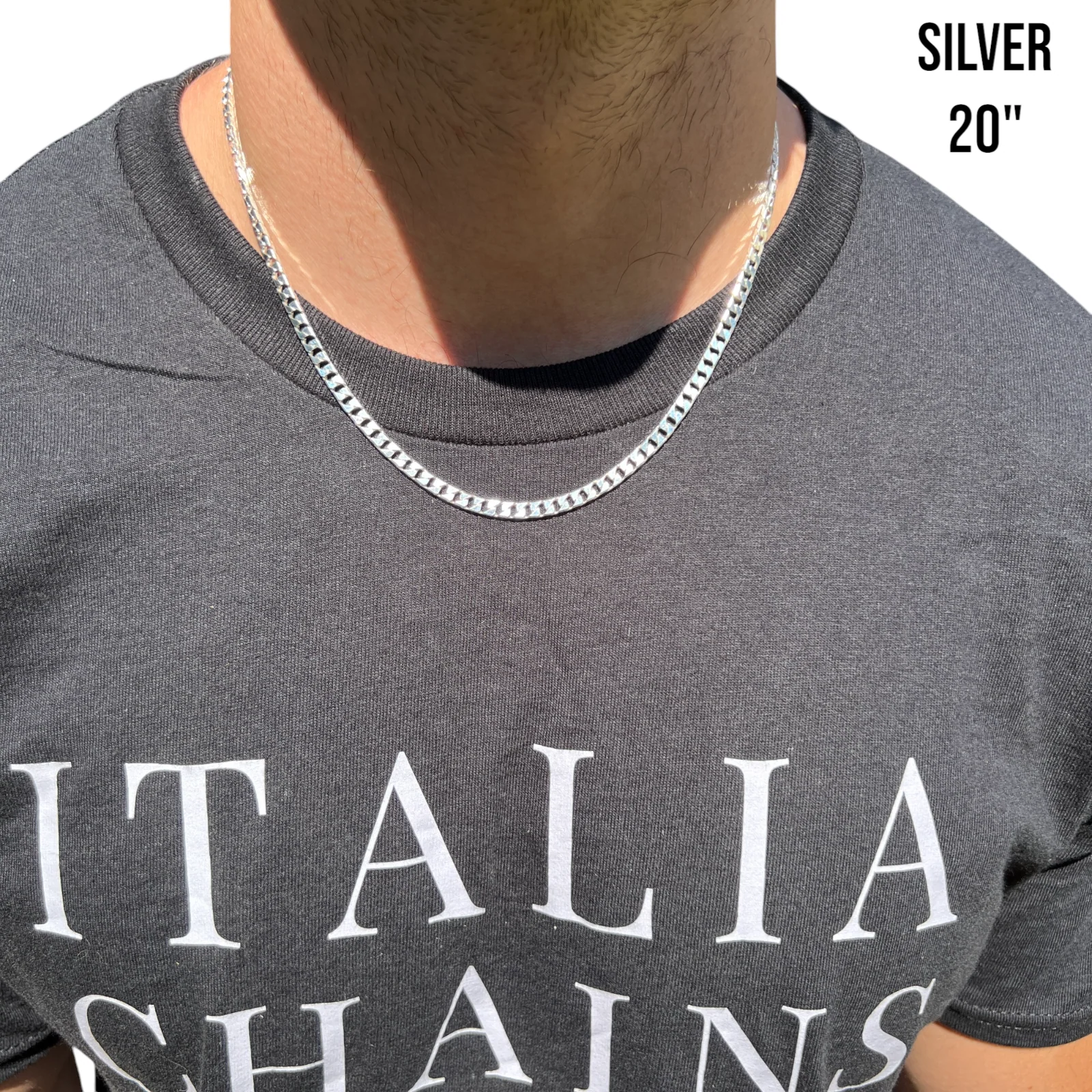 925 Sterling Silver 4mm Square Curb Chain Necklace - Image 11