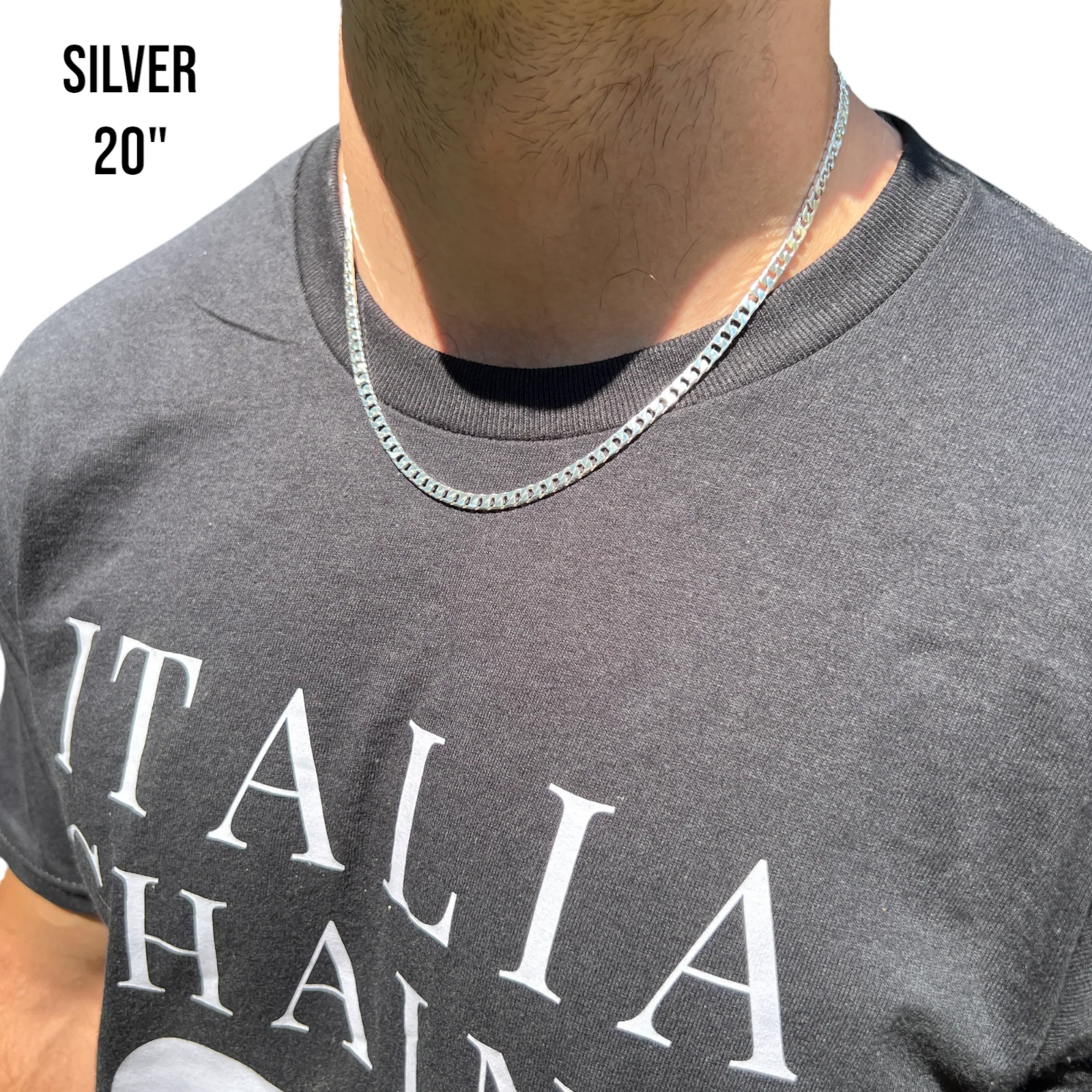 925 Sterling Silver 4mm Square Curb Chain Necklace - Image 12