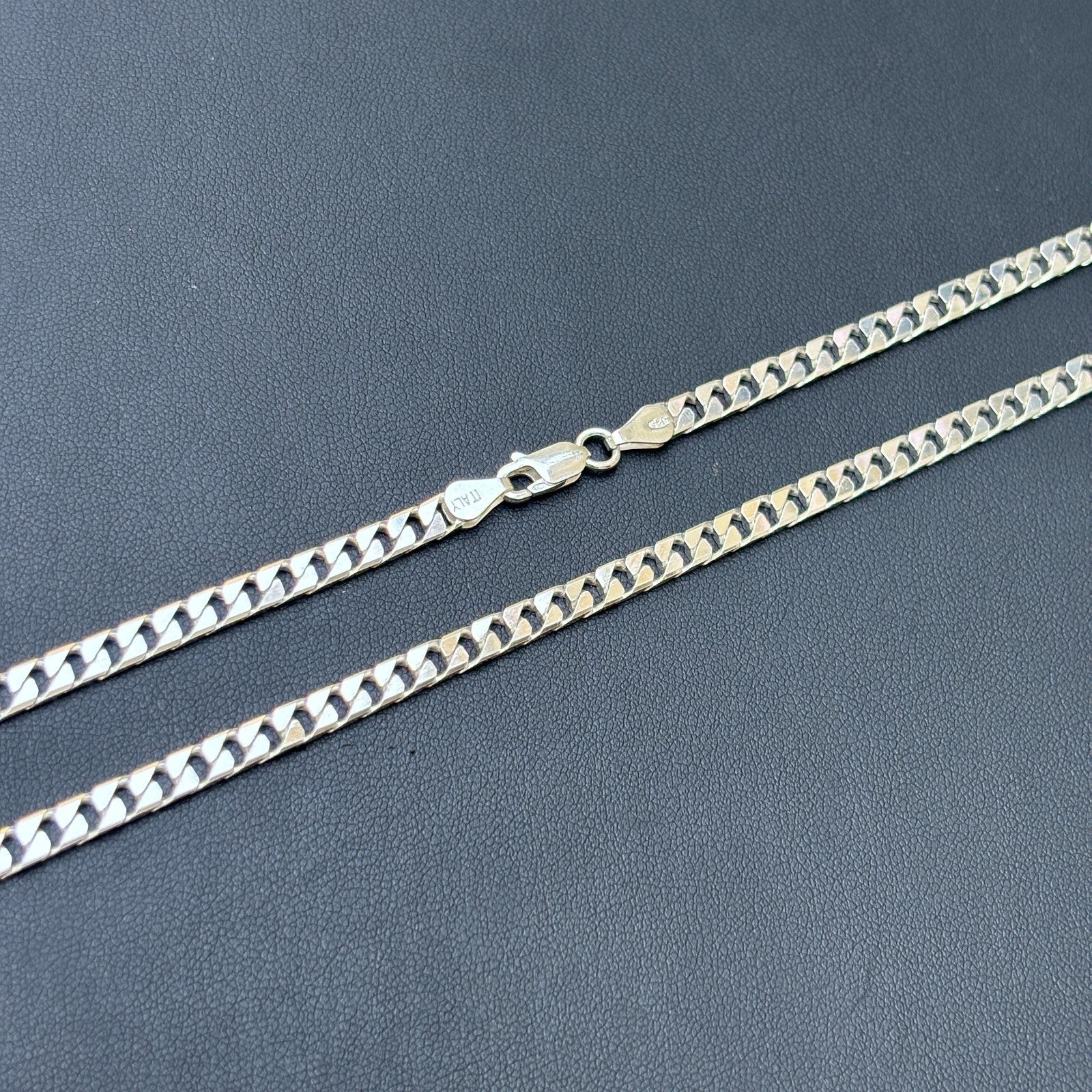 925 Sterling Silver 4mm Square Curb Chain Necklace - Image 2