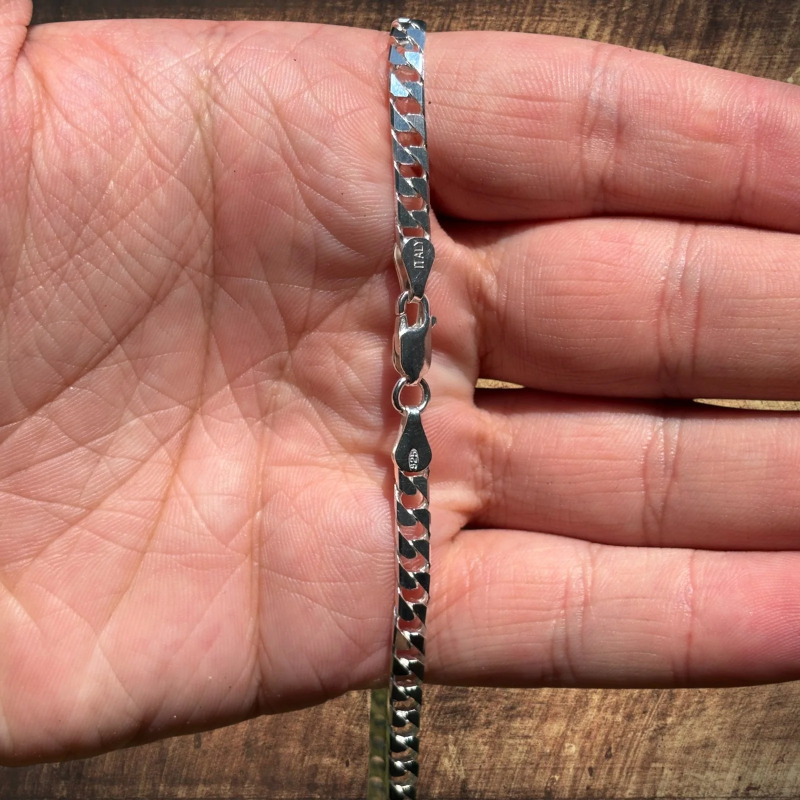 925 Sterling Silver 4mm Square Curb Chain Necklace - Image 4