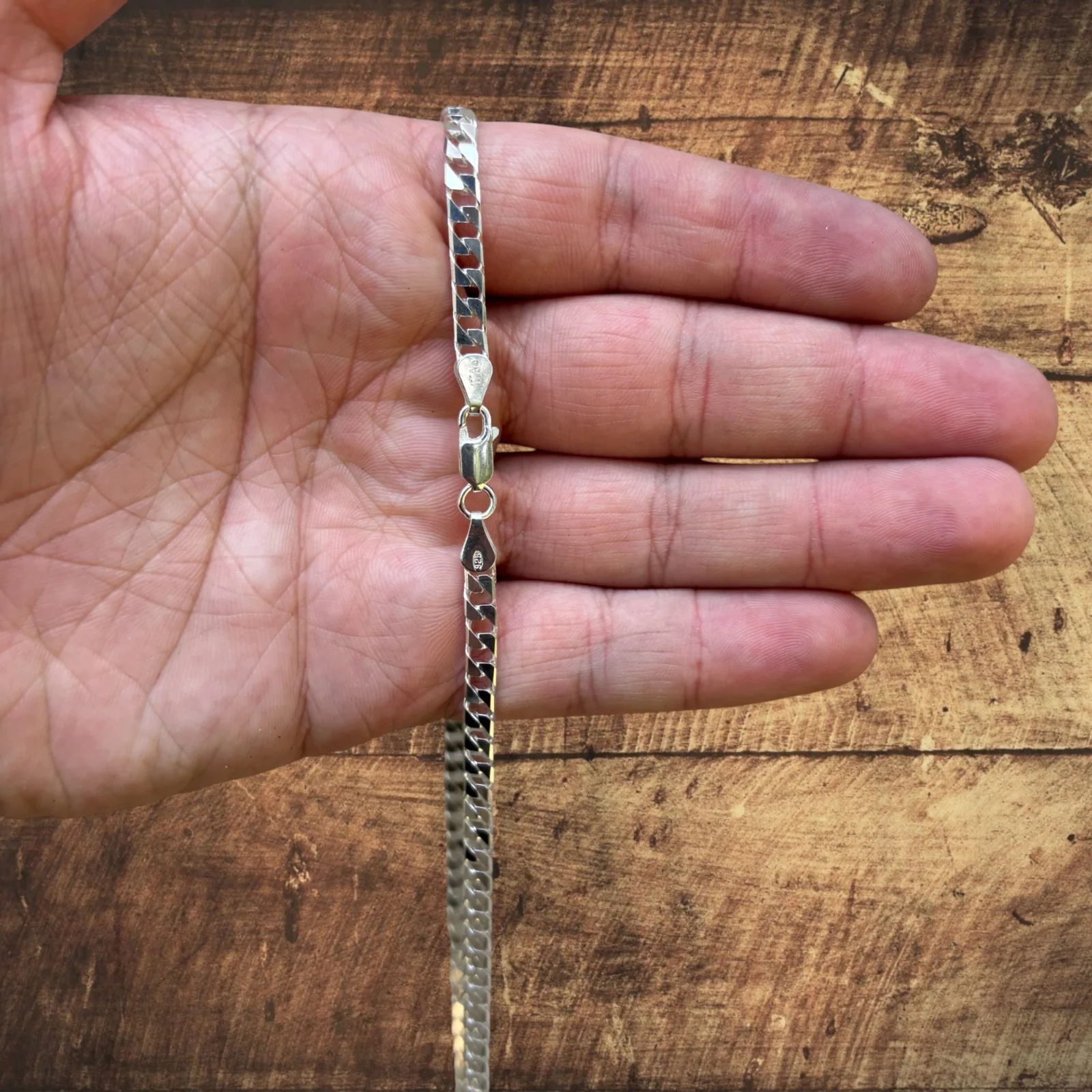 925 Sterling Silver 4mm Square Curb Chain Necklace - Image 6