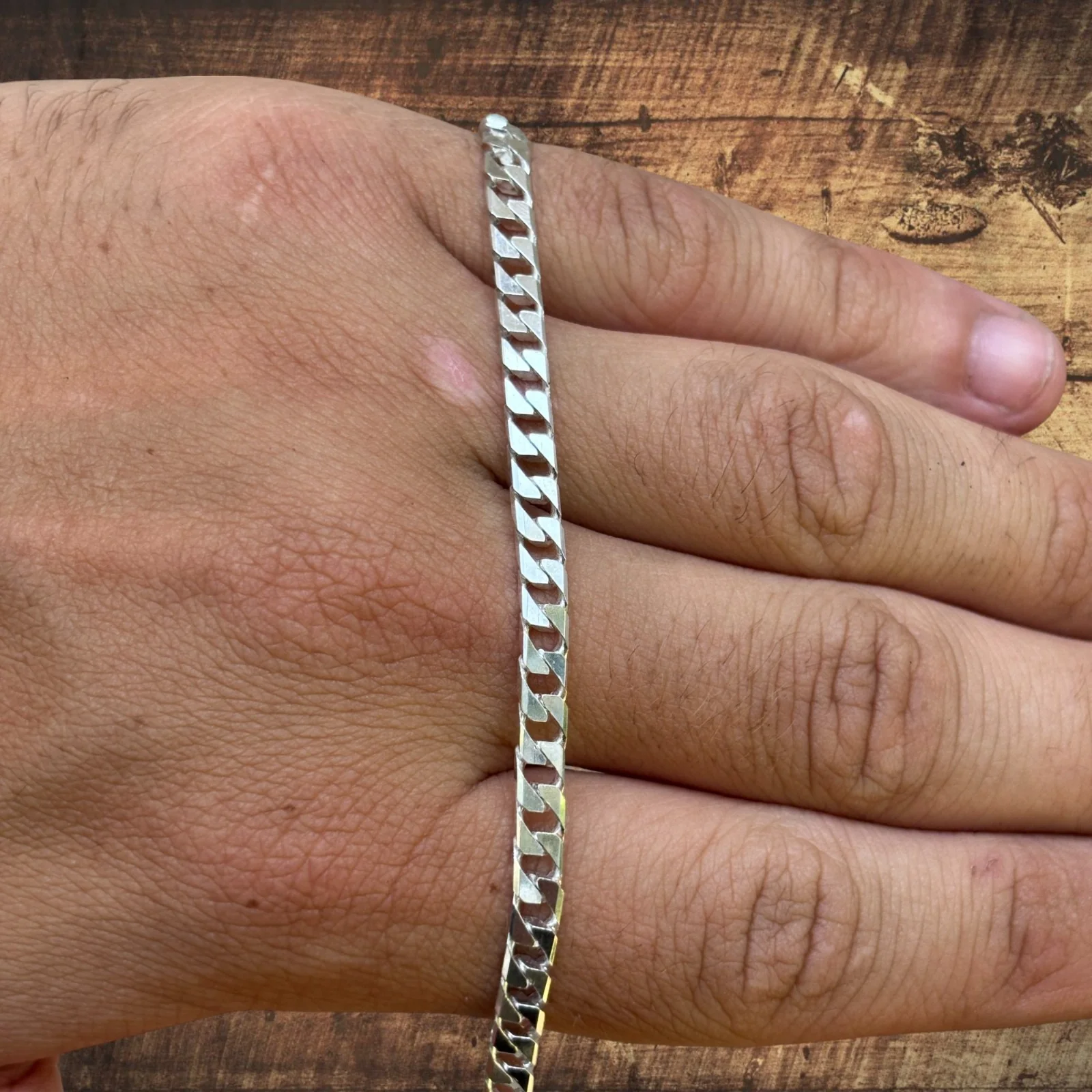925 Sterling Silver 4mm Square Curb Chain Necklace - Image 7