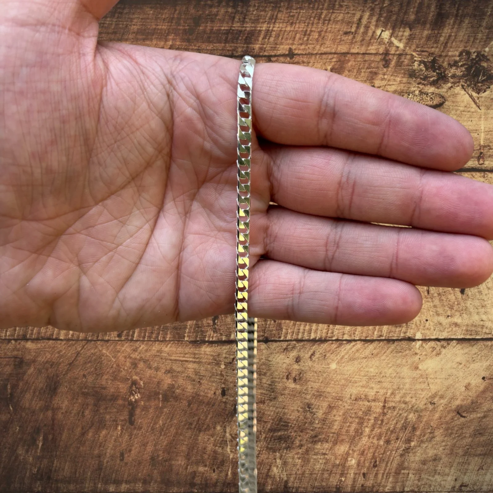 925 Sterling Silver 4mm Square Curb Chain Necklace - Image 8