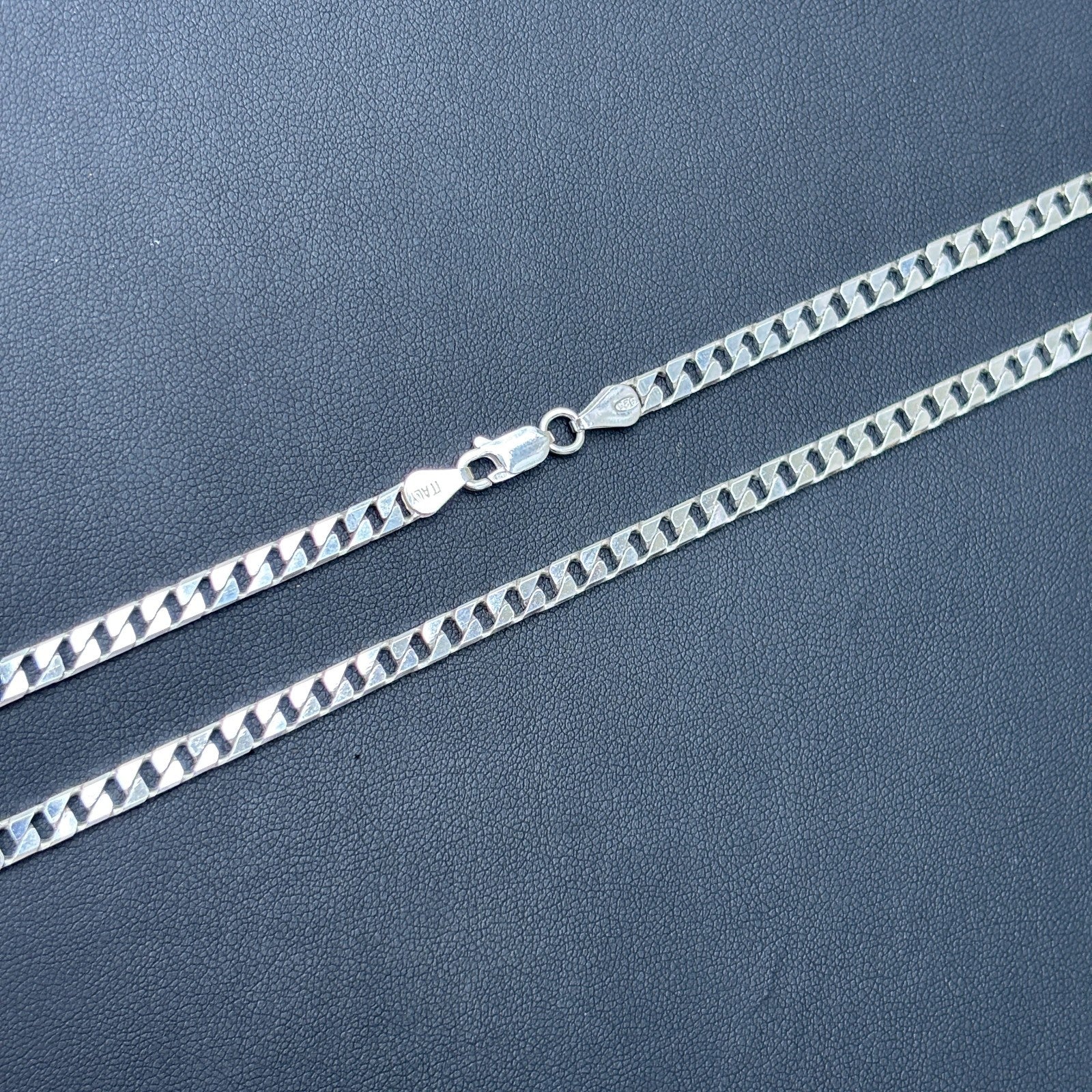925 Sterling Silver 4mm Square Curb Chain Necklace - Image 9