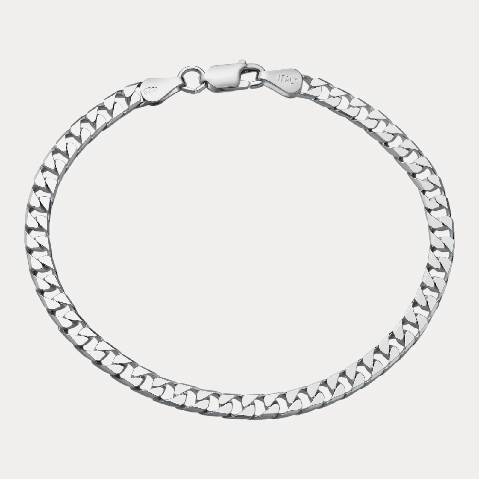 925 Sterling Silver 4mm Square Curb Bracelet