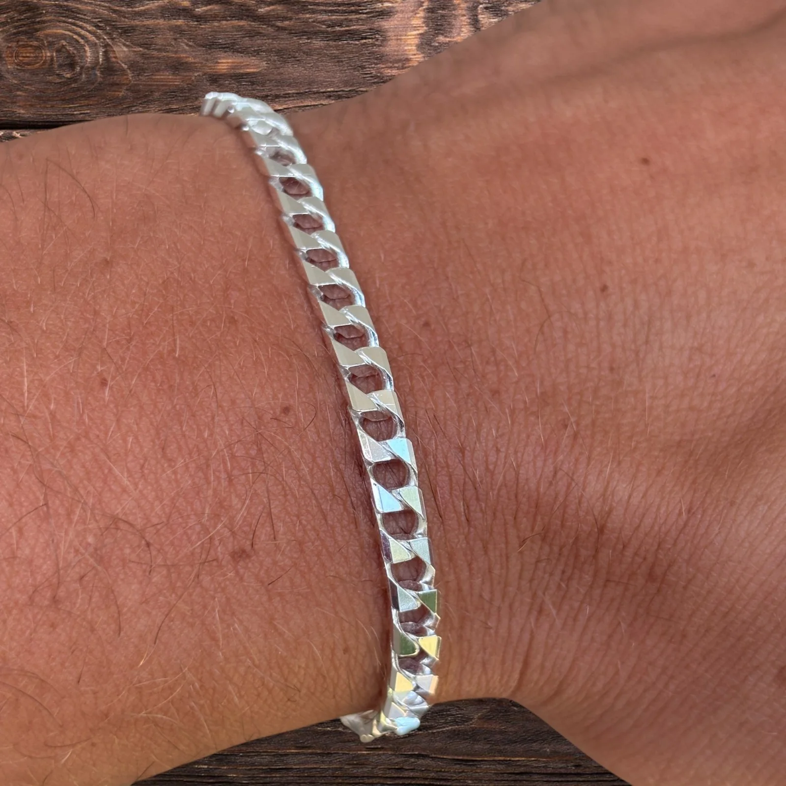 925 Sterling Silver 4mm Square Curb Bracelet - Image 11