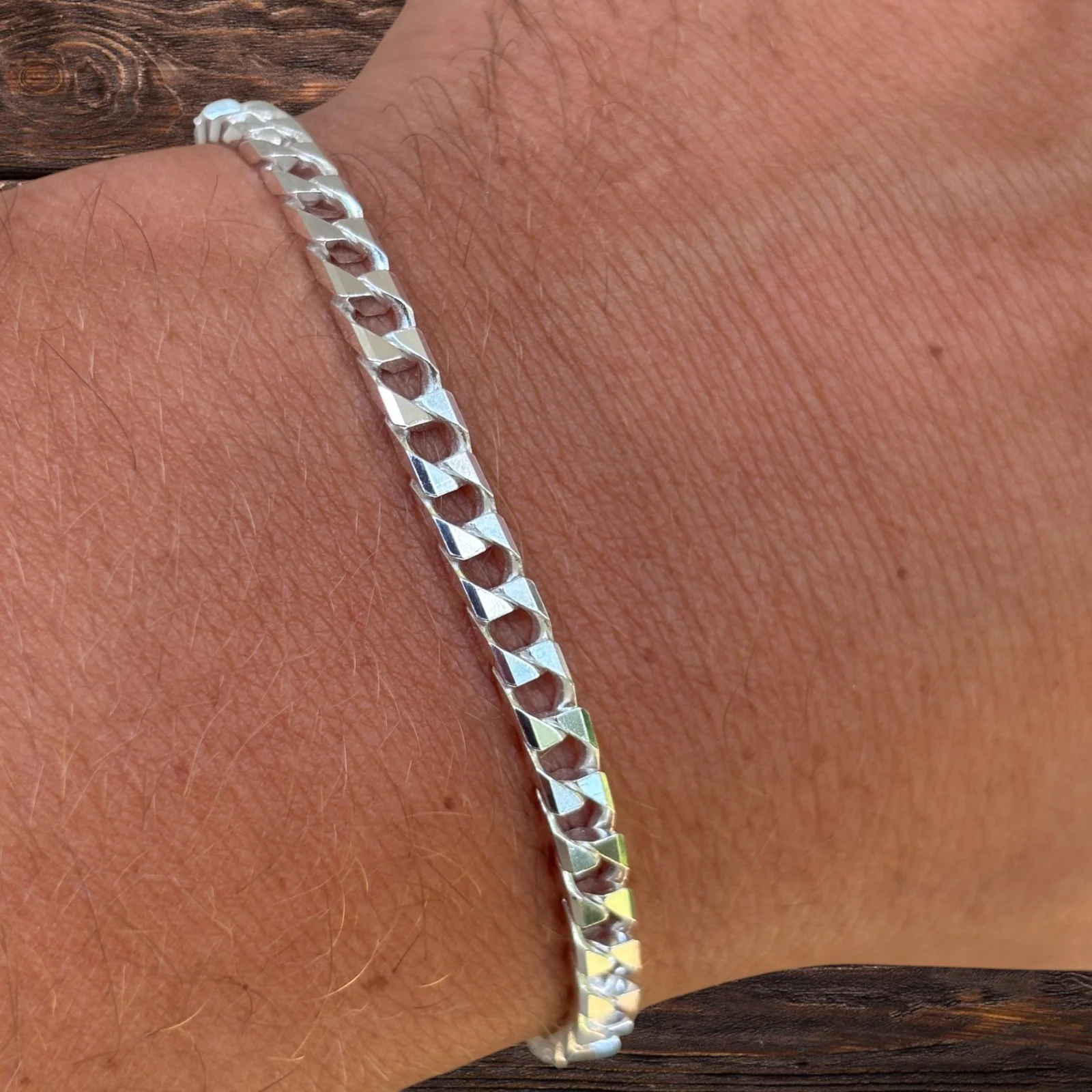 925 Sterling Silver 4mm Square Curb Bracelet - Image 13