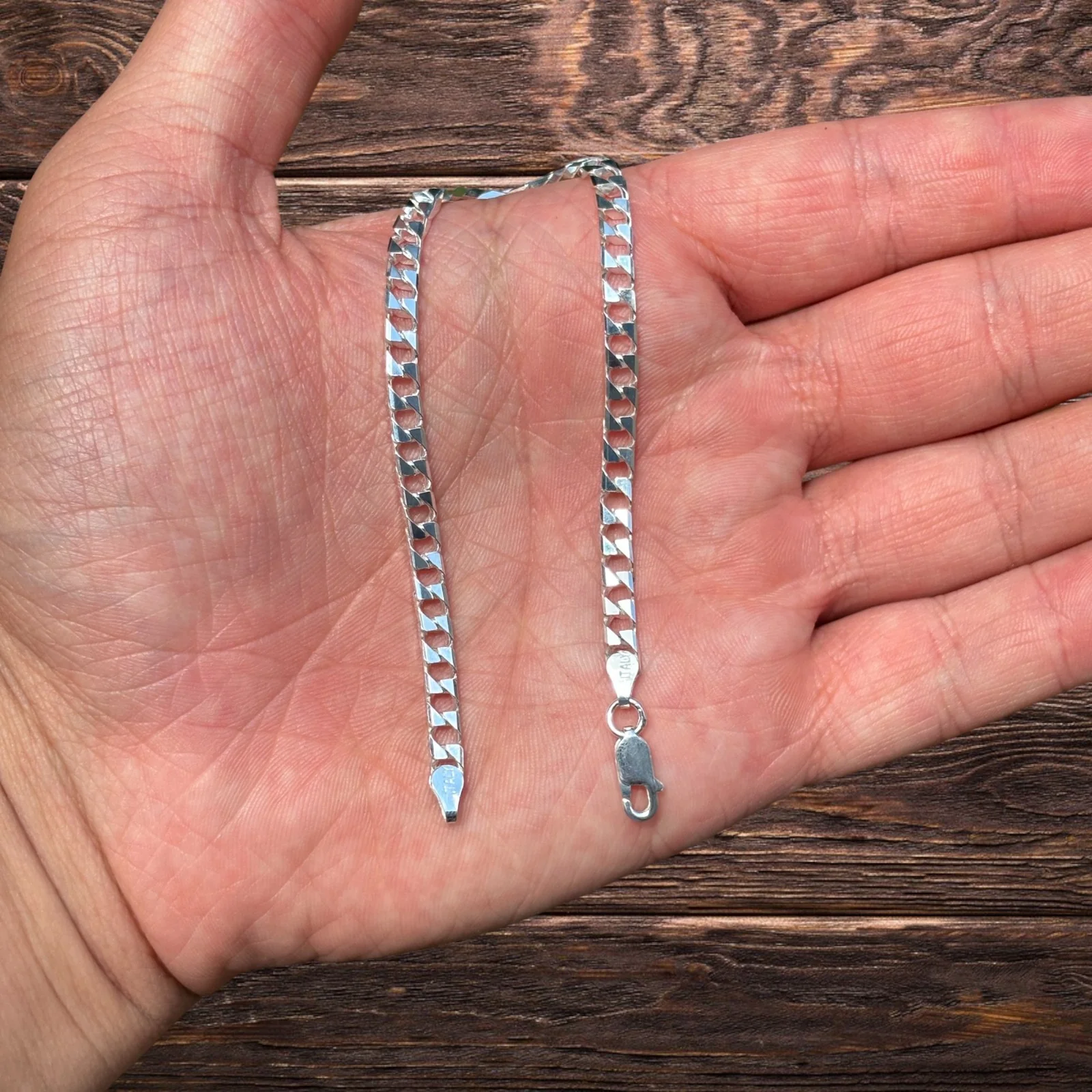 925 Sterling Silver 4mm Square Curb Bracelet - Image 3