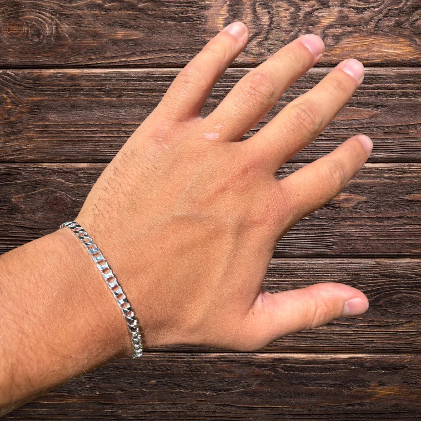 925 Sterling Silver 4mm Square Curb Bracelet - Image 6