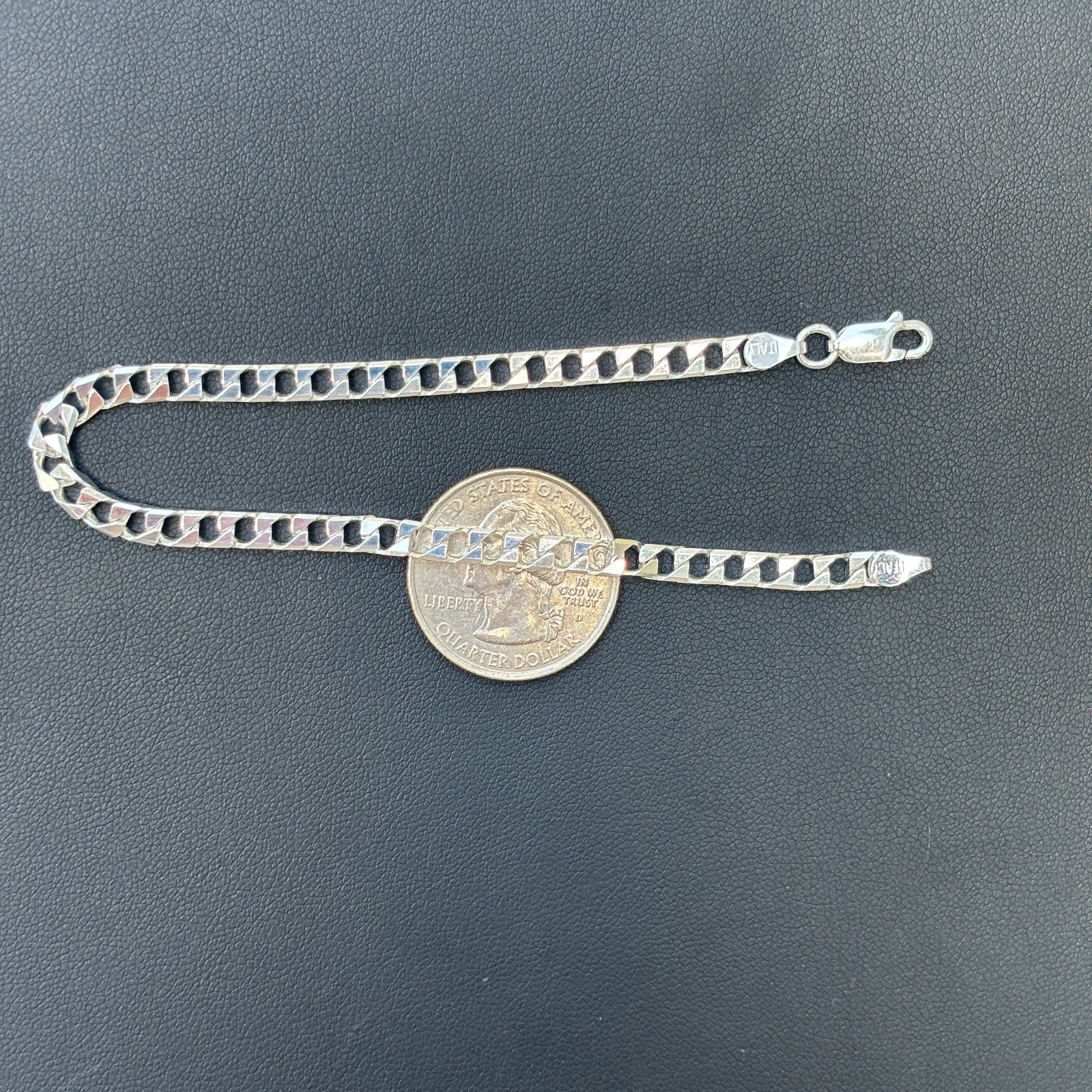 925 Sterling Silver 4mm Square Curb Bracelet - Image 9