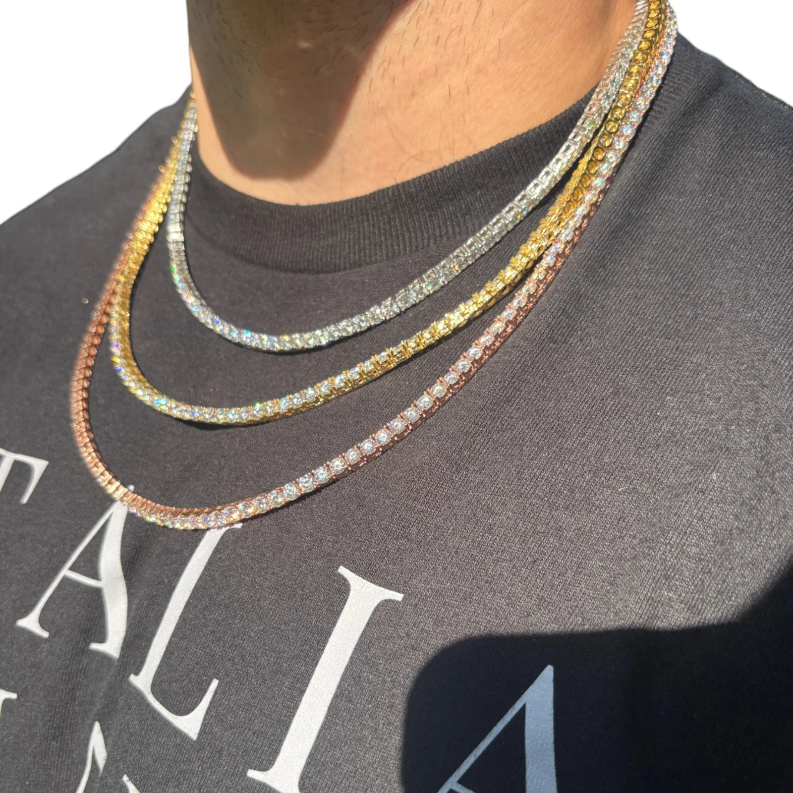 925 Sterling Silver 4mm Tennis Chain Necklace - CZ Or Moissanite - Image 13