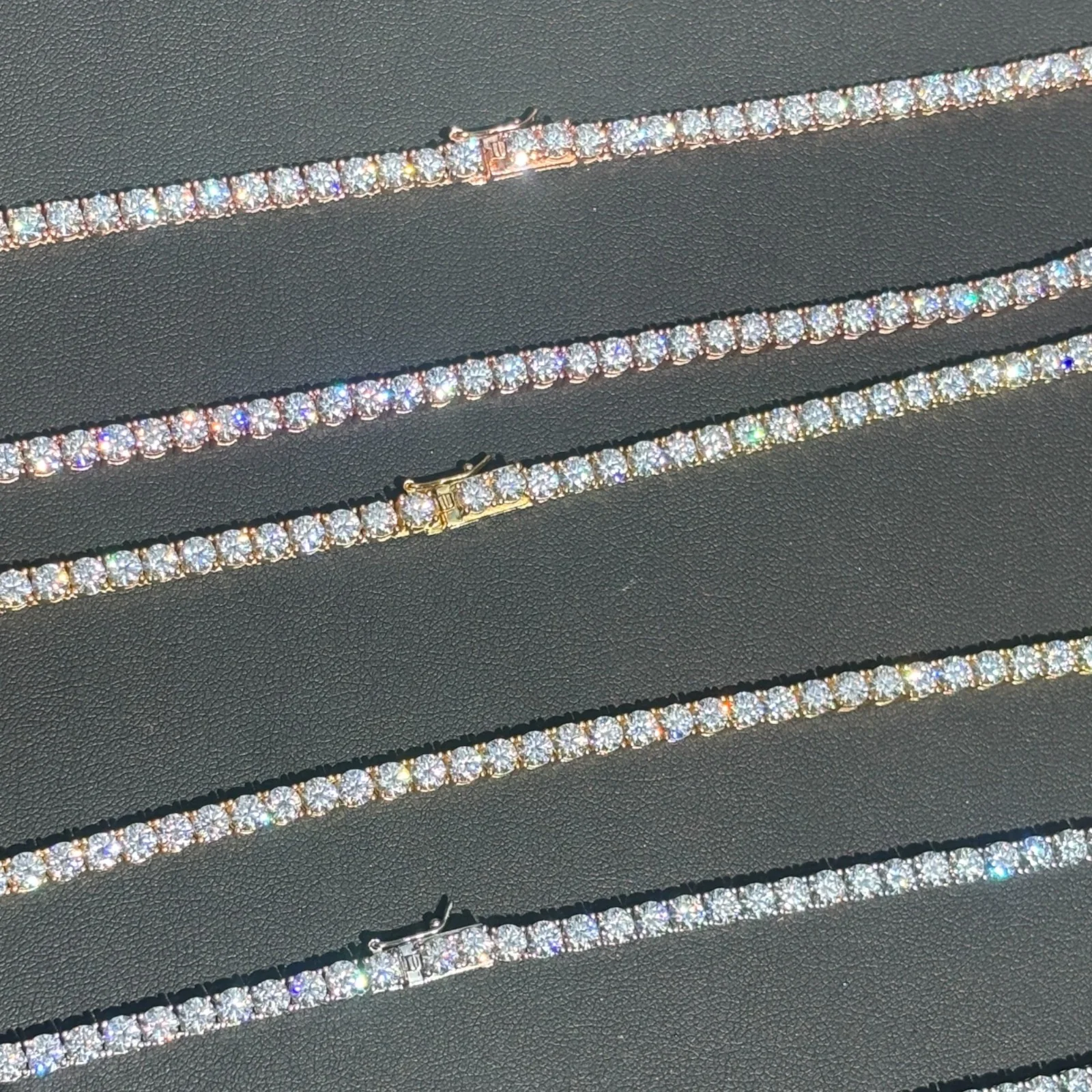 925 Sterling Silver 4mm Tennis Chain Necklace - CZ Or Moissanite - Image 4