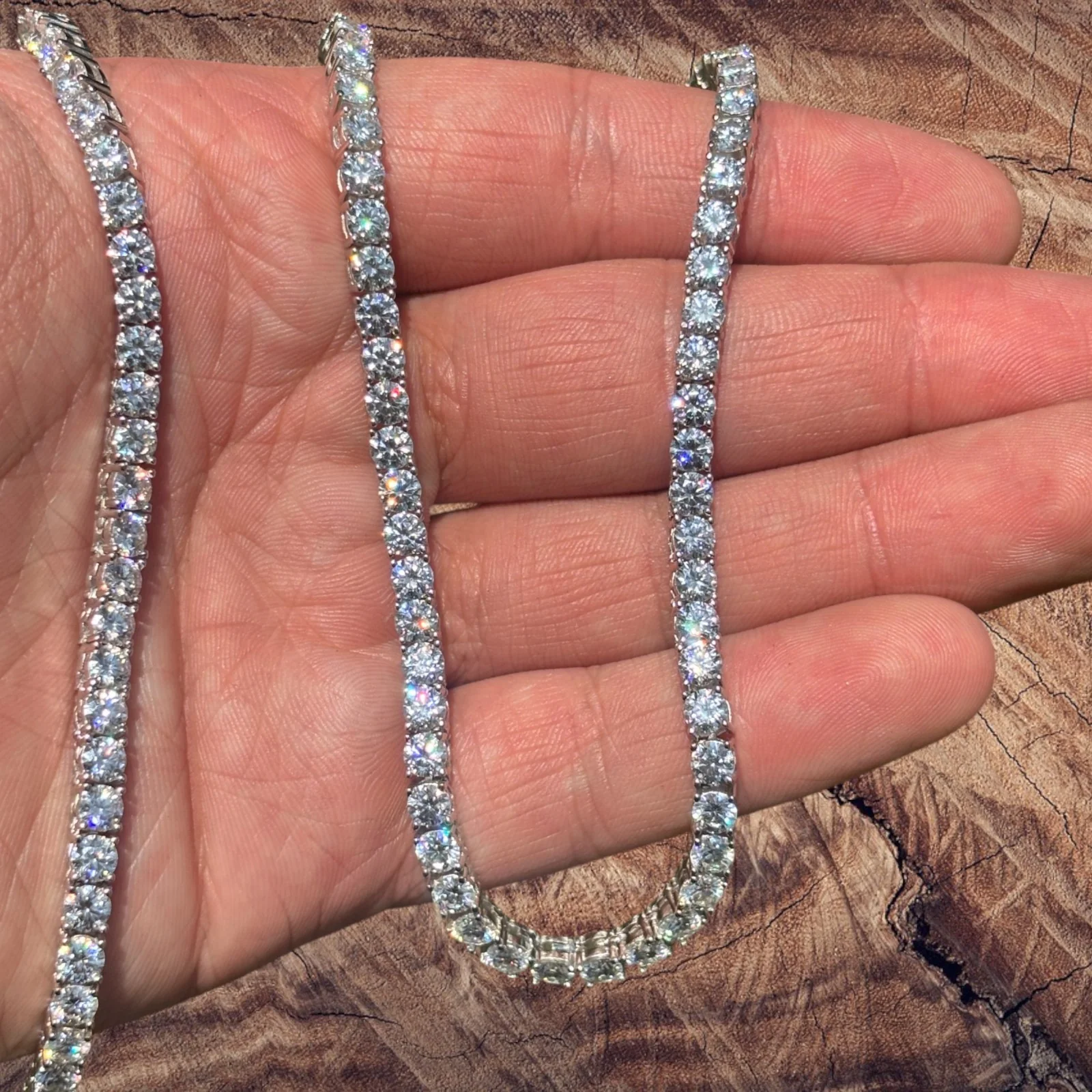 925 Sterling Silver 4mm Tennis Chain Necklace - CZ Or Moissanite - Image 6