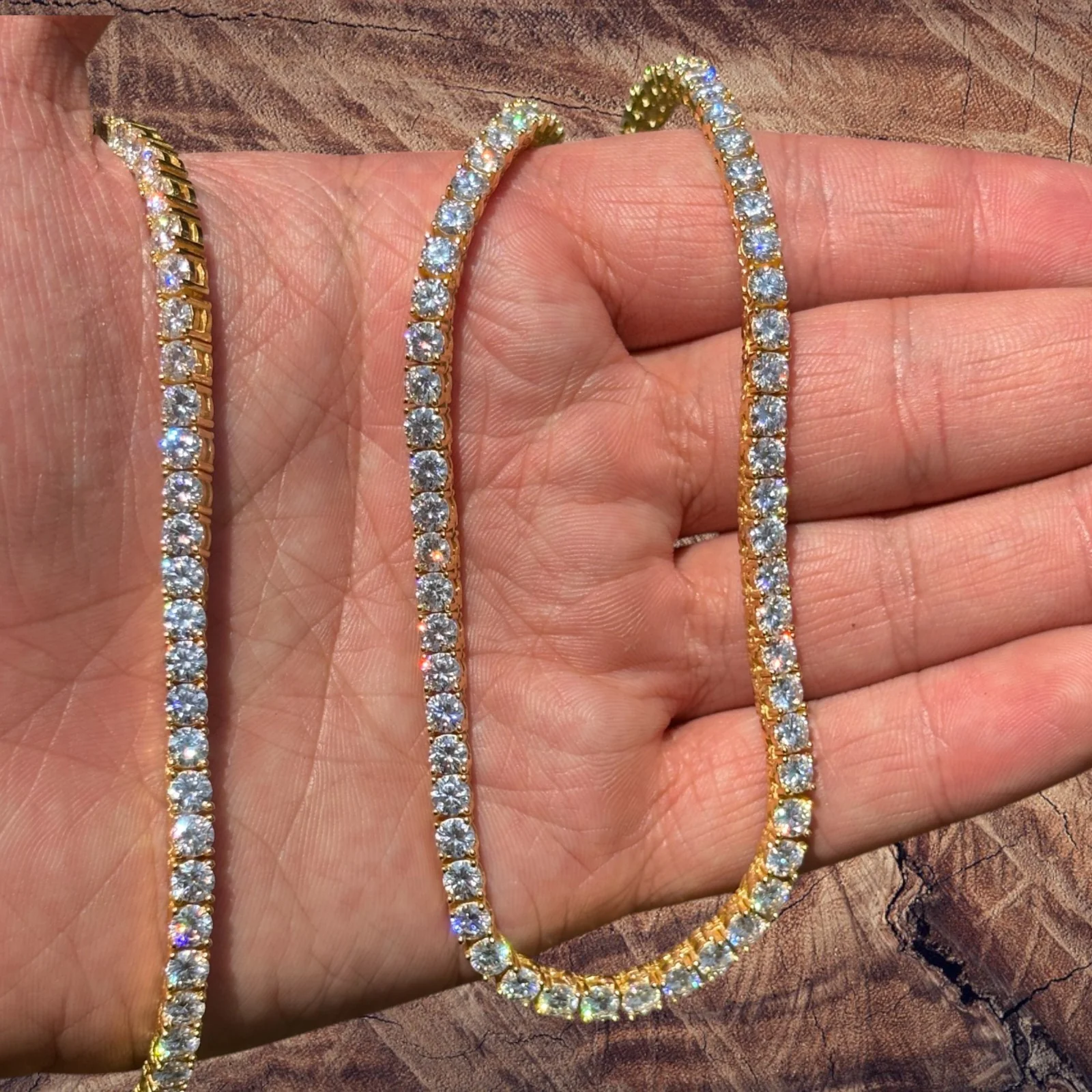 925 Sterling Silver 4mm Tennis Chain Necklace - CZ Or Moissanite - Image 7