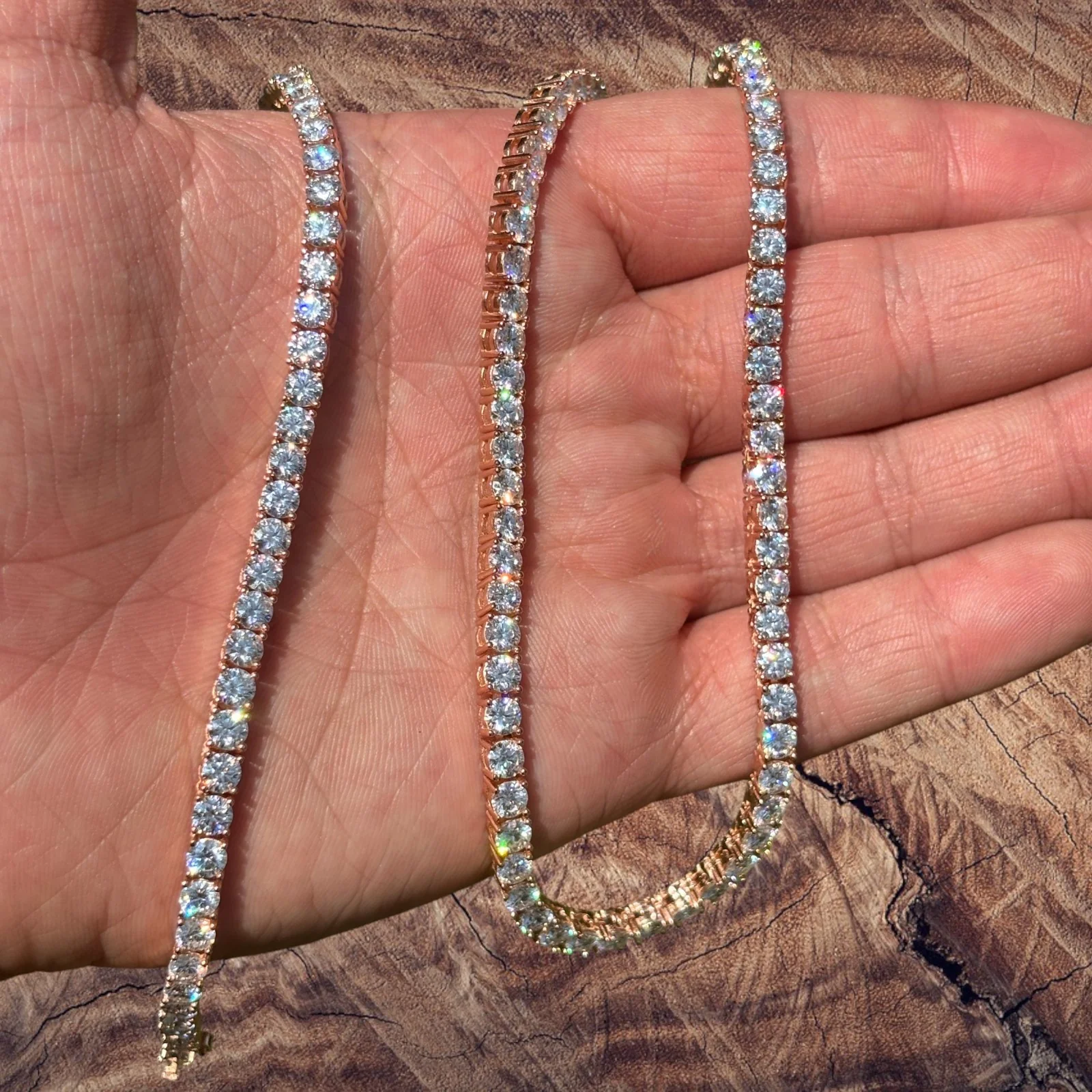 925 Sterling Silver 4mm Tennis Chain Necklace - CZ Or Moissanite - Image 8