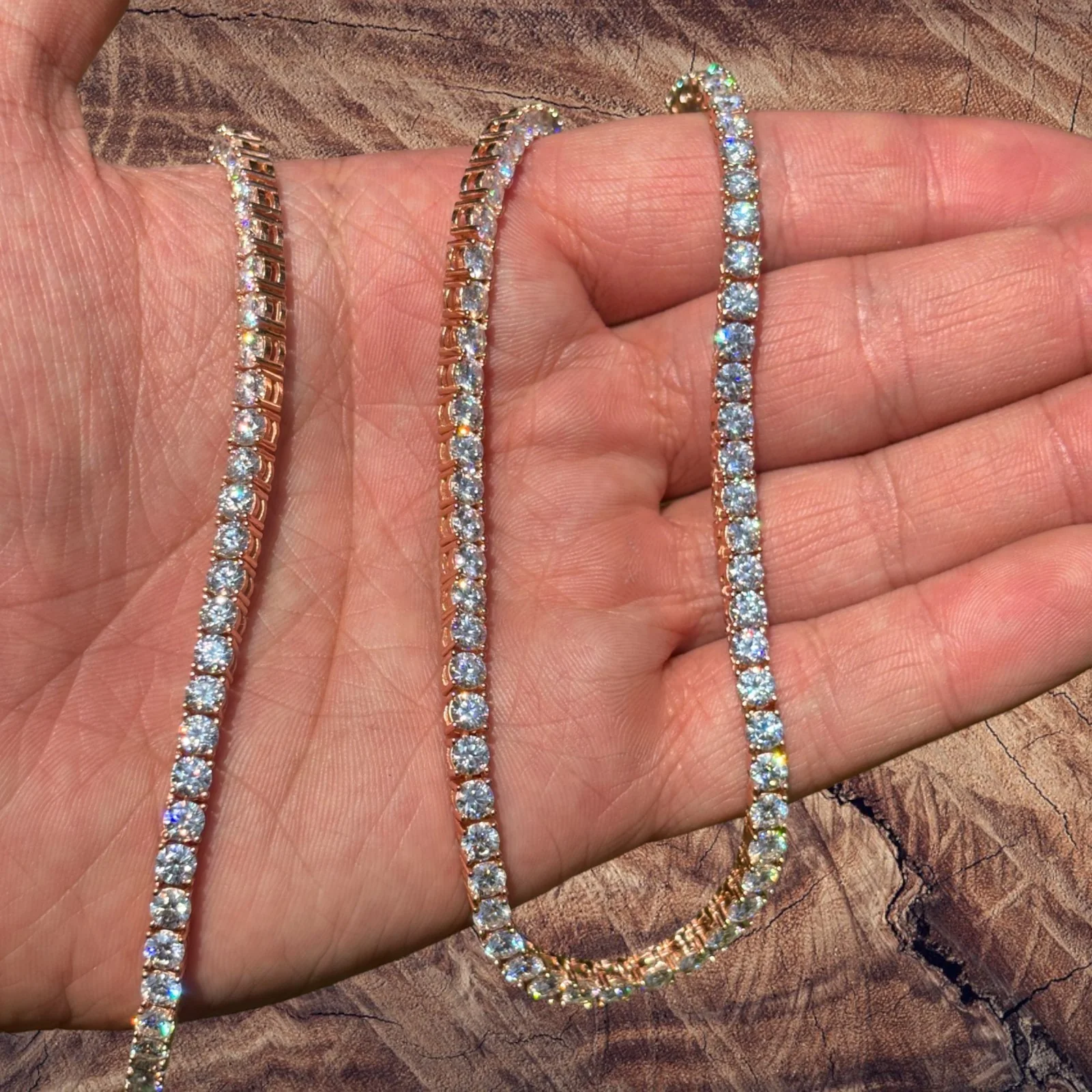 925 Sterling Silver 4mm Tennis Chain Necklace - CZ Or Moissanite - Image 9