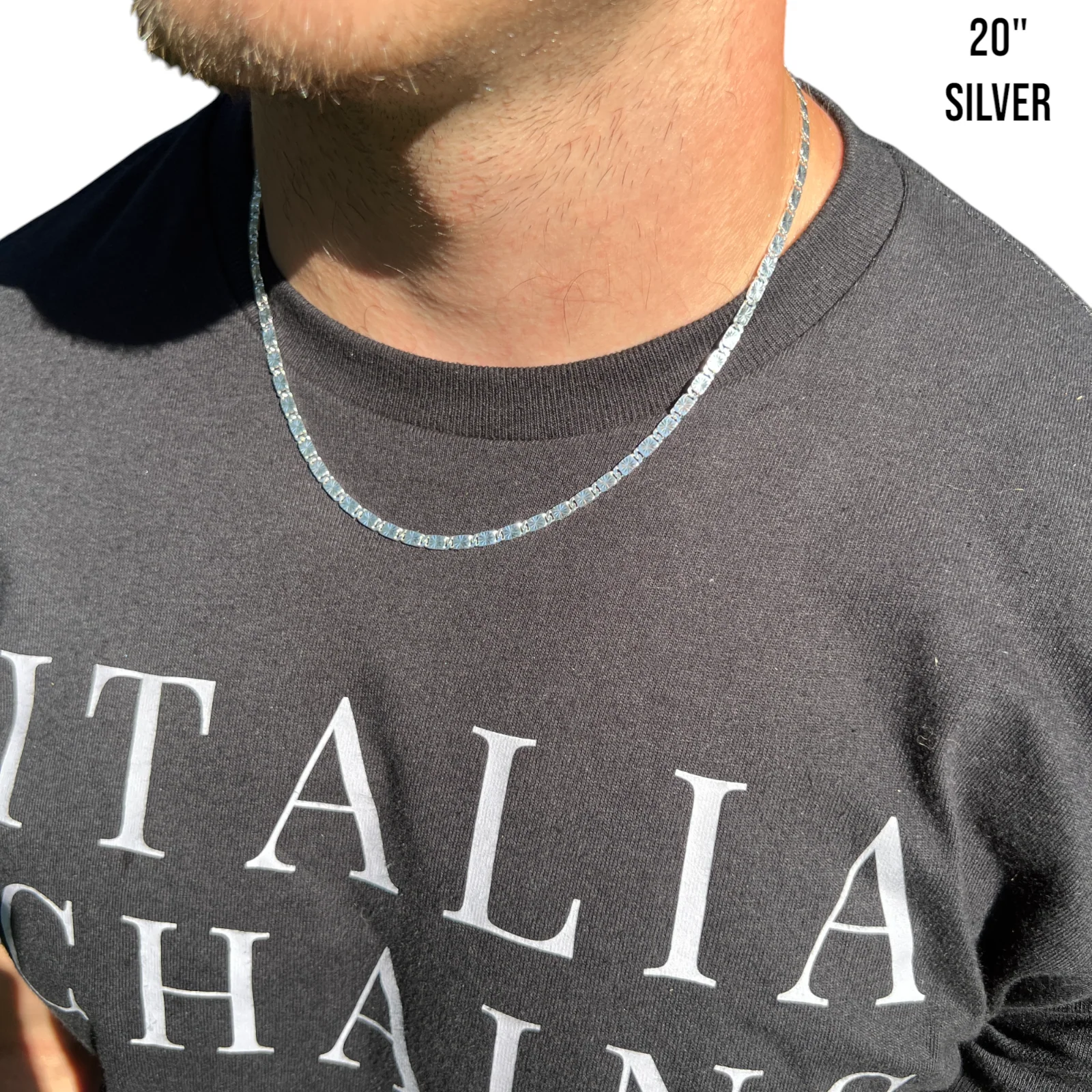 925 Sterling Silver 4mm Valentino Chain Necklace - Image 10