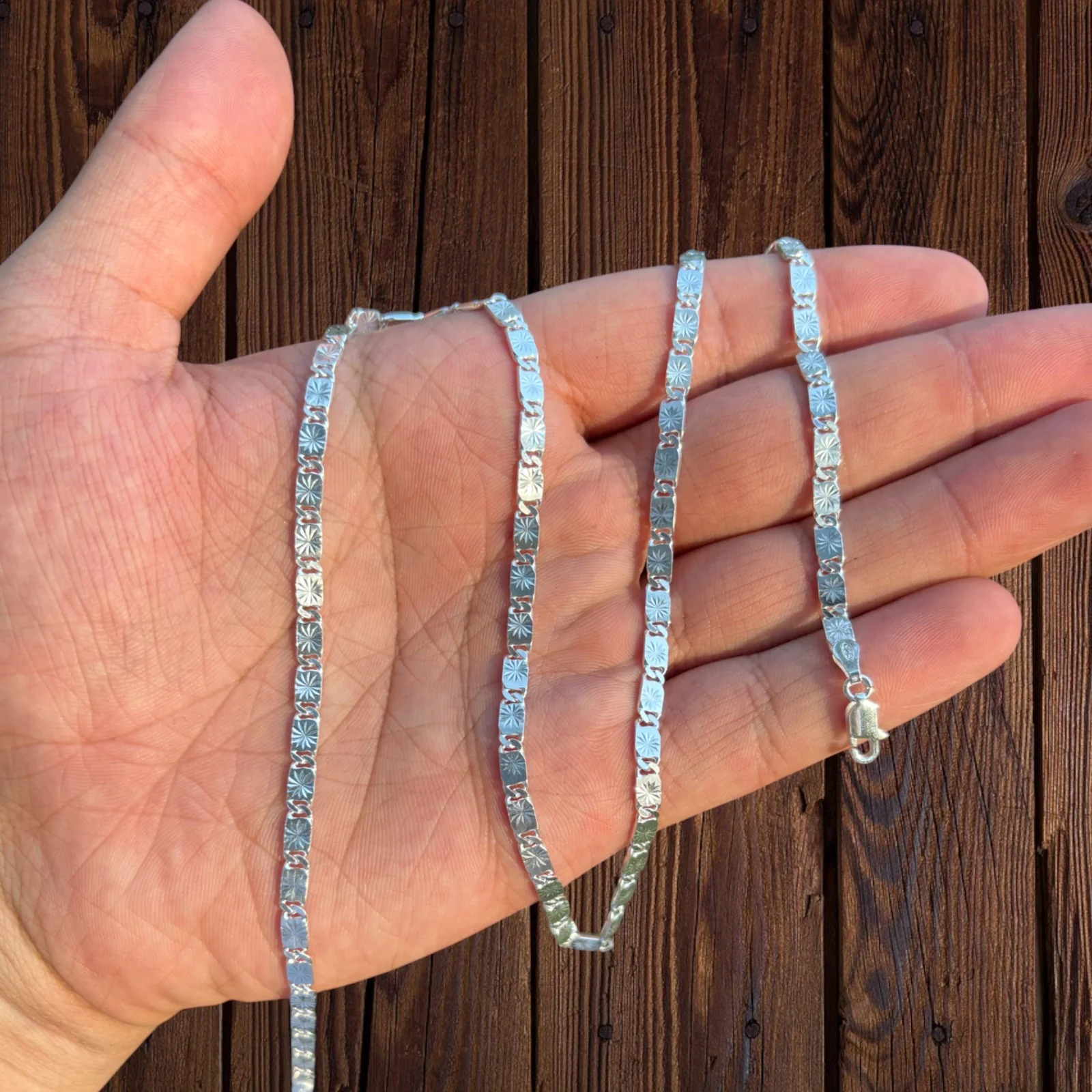 925 Sterling Silver 4mm Valentino Chain Necklace - Image 4