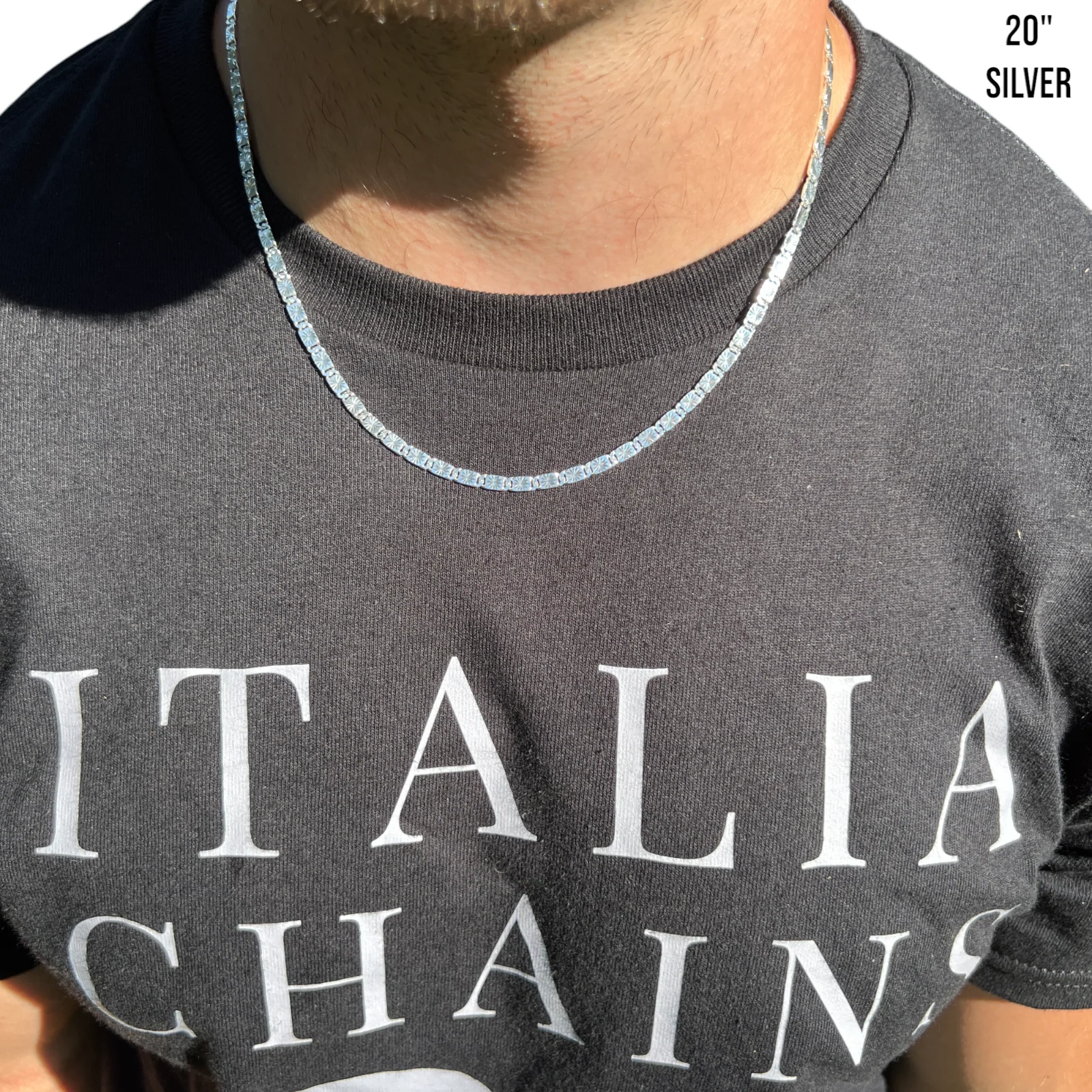 925 Sterling Silver 4mm Valentino Chain Necklace - Image 9