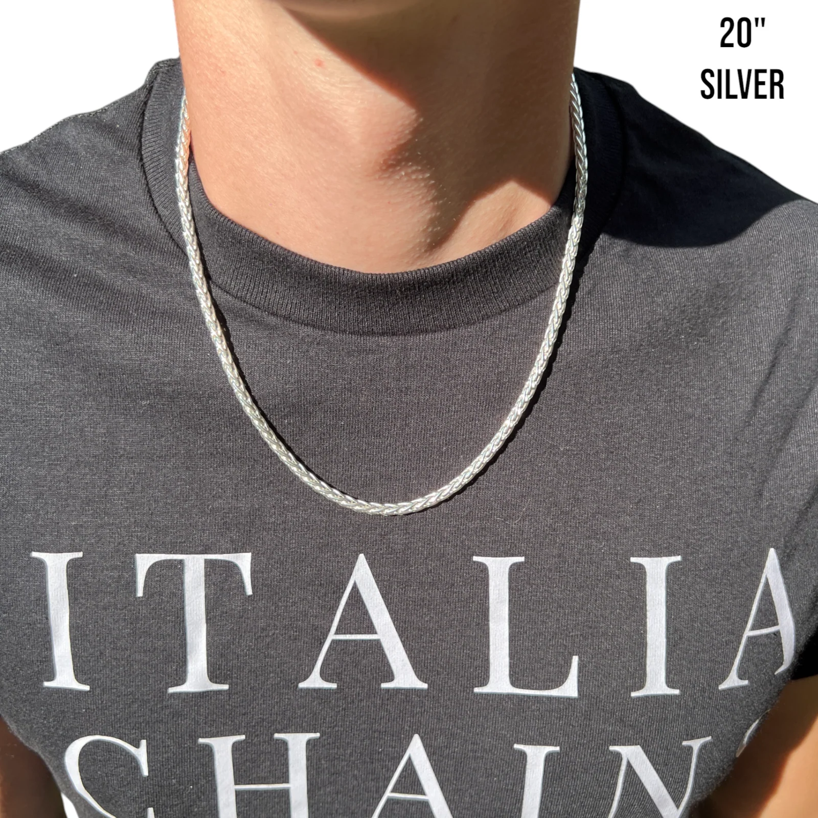 925 Sterling Silver 4mm Wheat Chain Necklace - Image 14