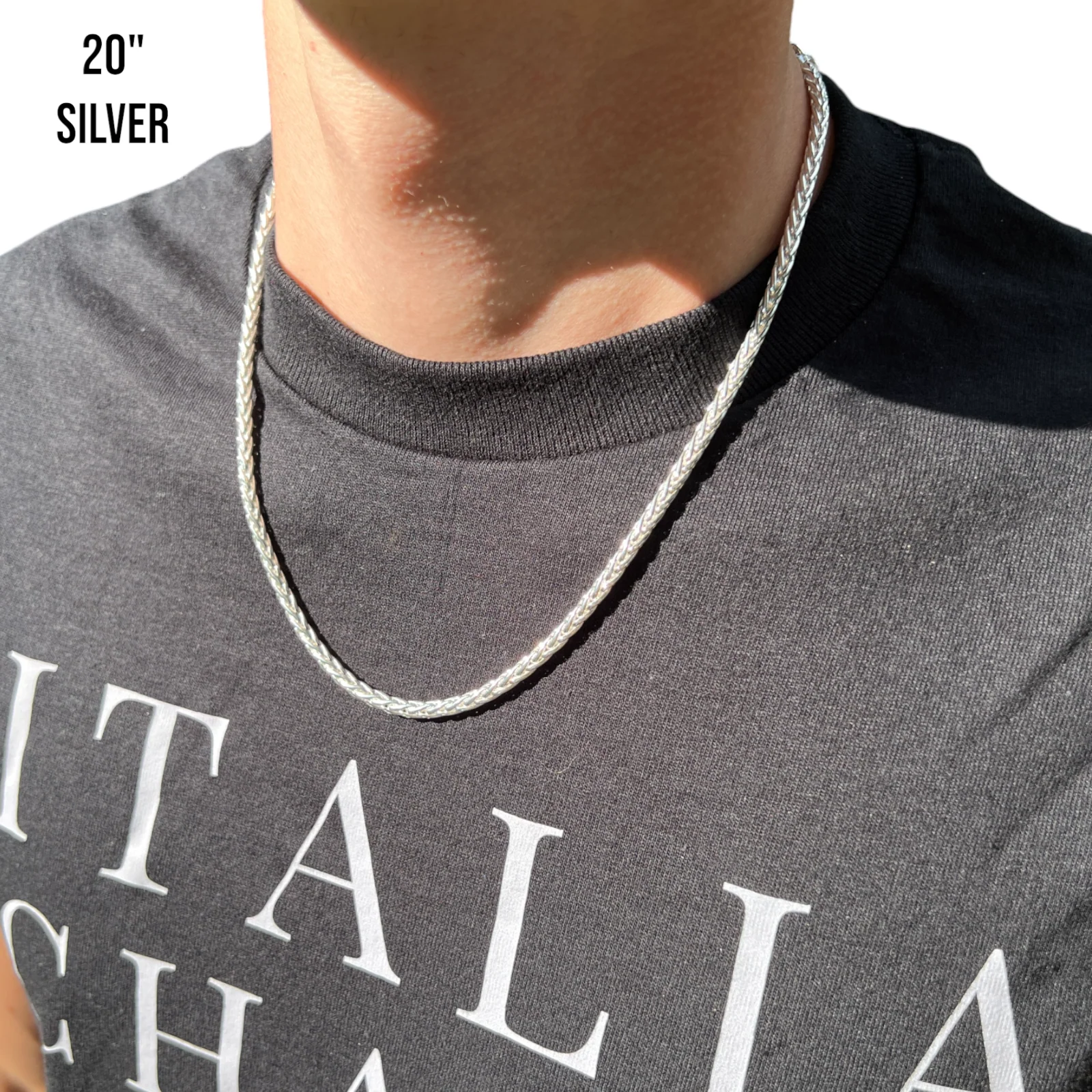 925 Sterling Silver 4mm Wheat Chain Necklace - Image 15