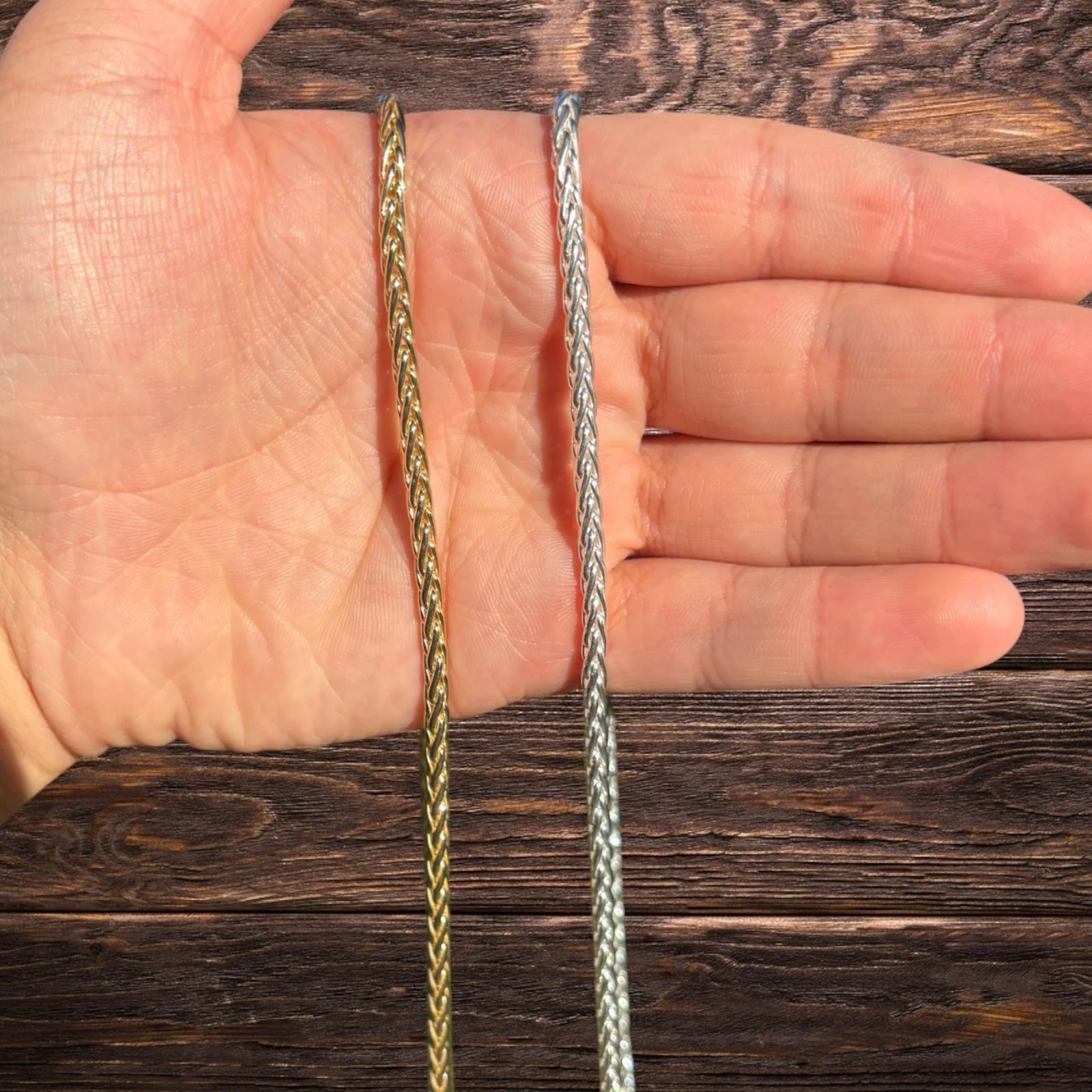 925 Sterling Silver 4mm Wheat Chain Necklace - Image 4